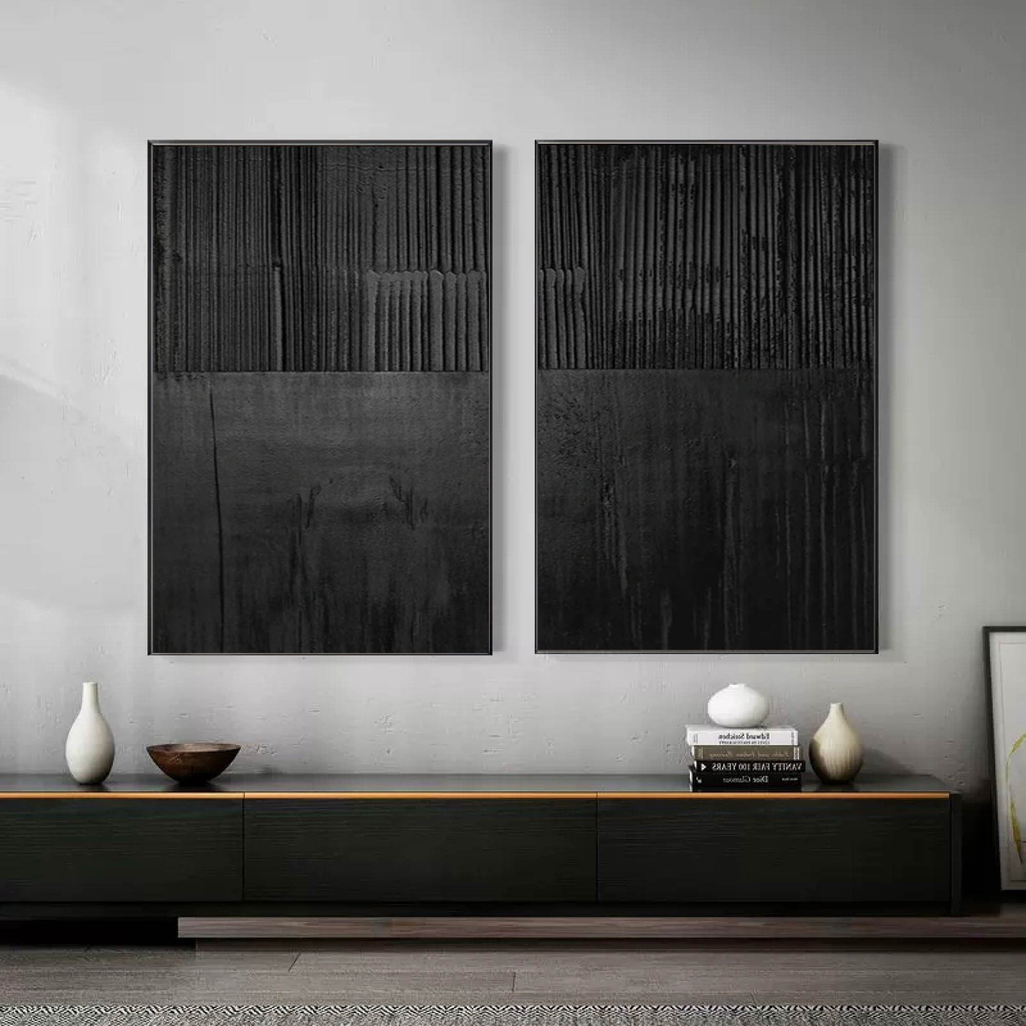 Black Minimalist Painting Set Of 2 #BMS 001