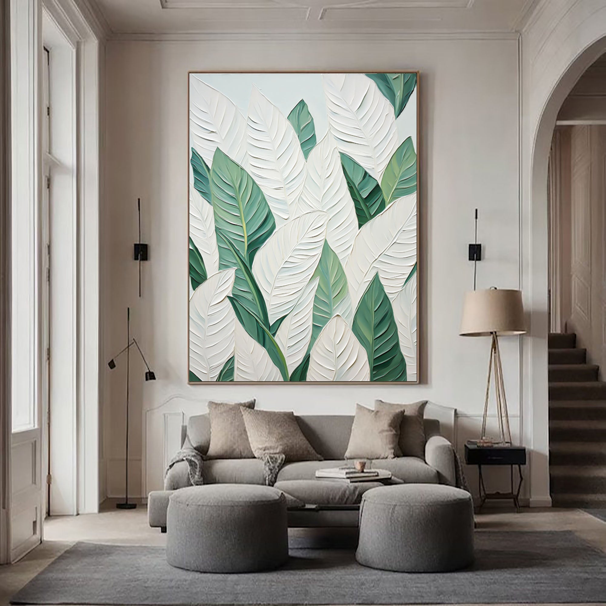 Emerald Leaves: Botanical Canvas