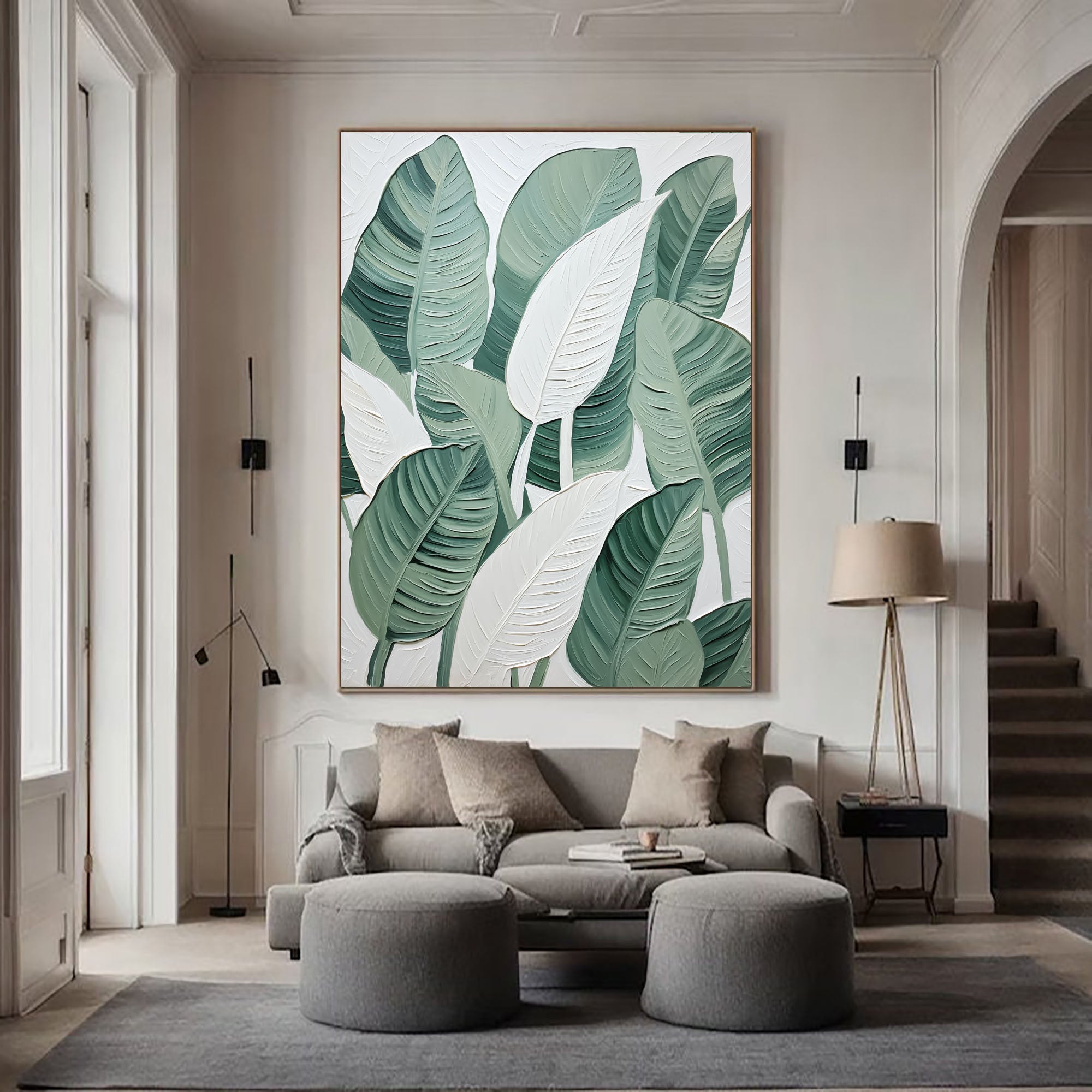 Tropical Serenity: Leafy Canvas Art