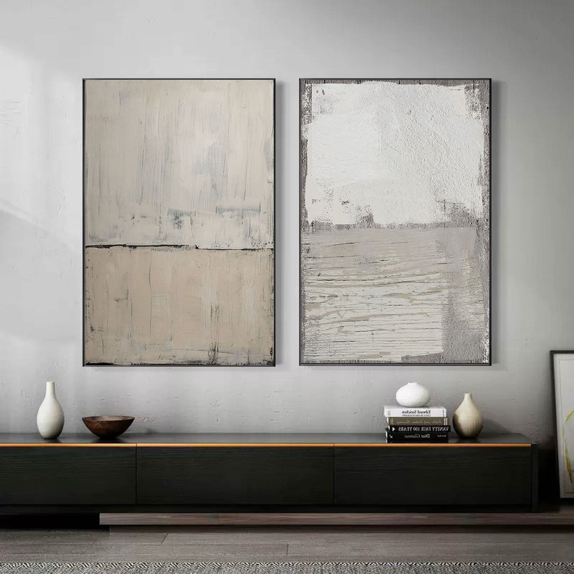 Beige & Brown Minimalist Painting Set Of 2 #BBS 015