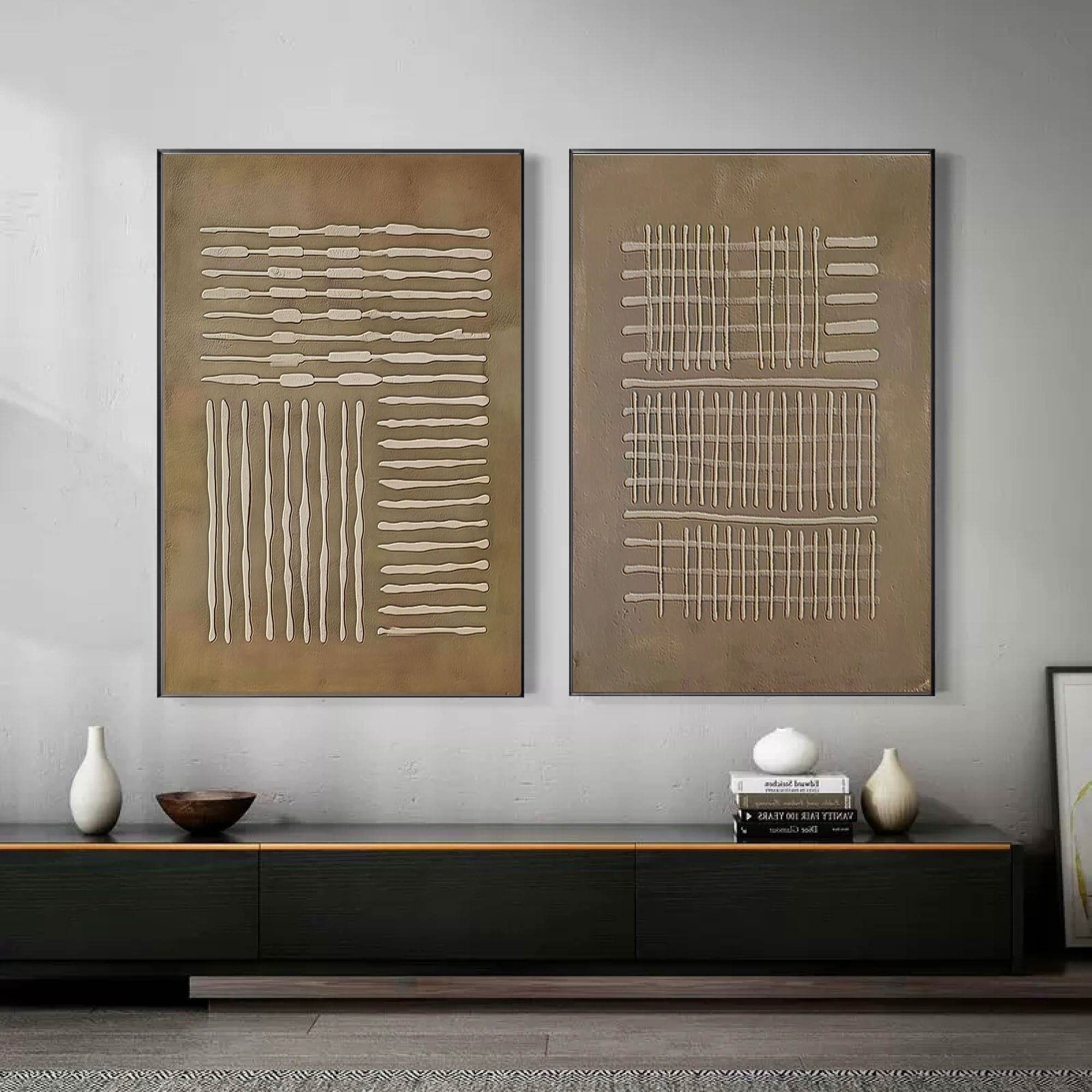 Beige & Brown Minimalist Painting Set Of 2 #BBS 009