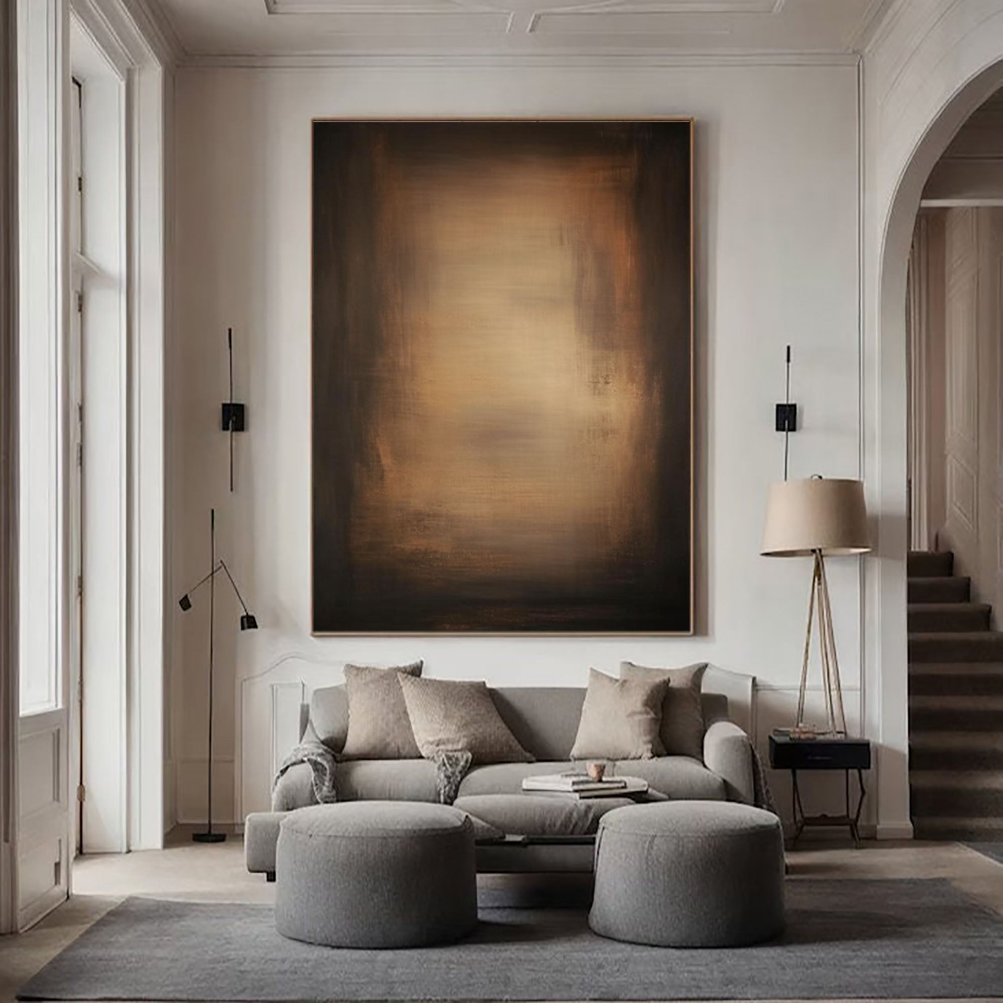 Bronze Glow: Minimalist Abstract Canvas with Warm Tones