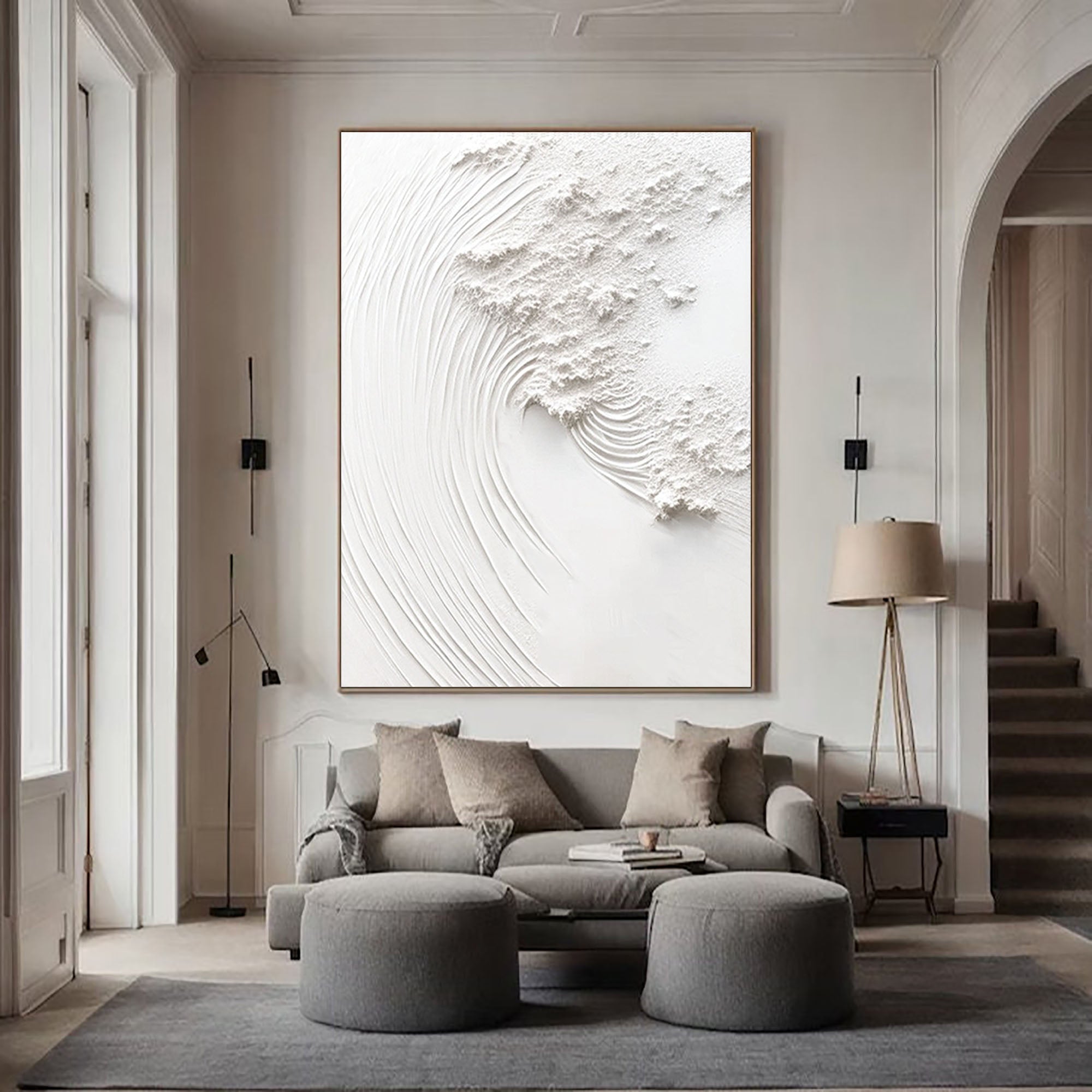 Tranquil Flow: White Wall Art