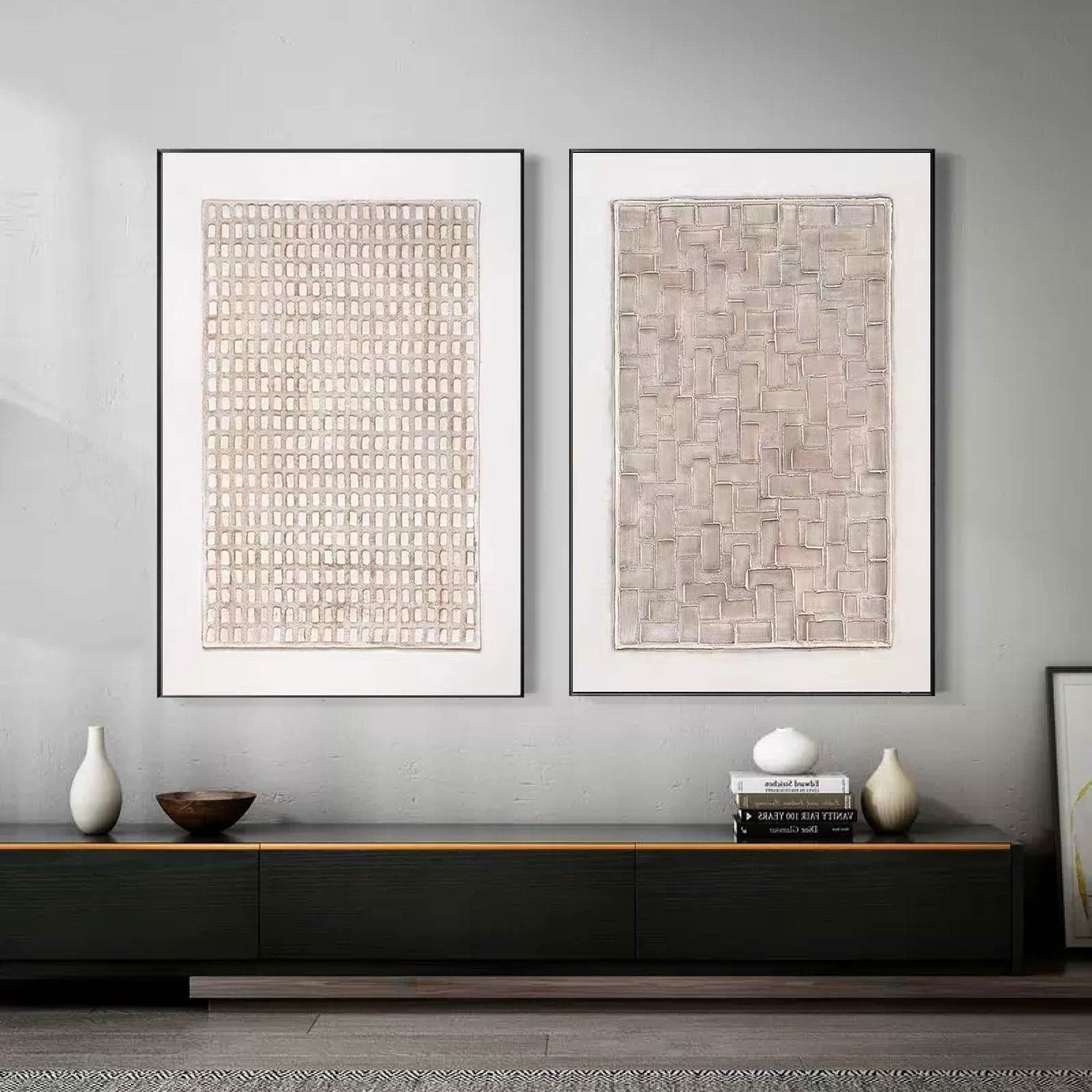 Beige & Brown Minimalist Painting Set Of 2 #BBS 010