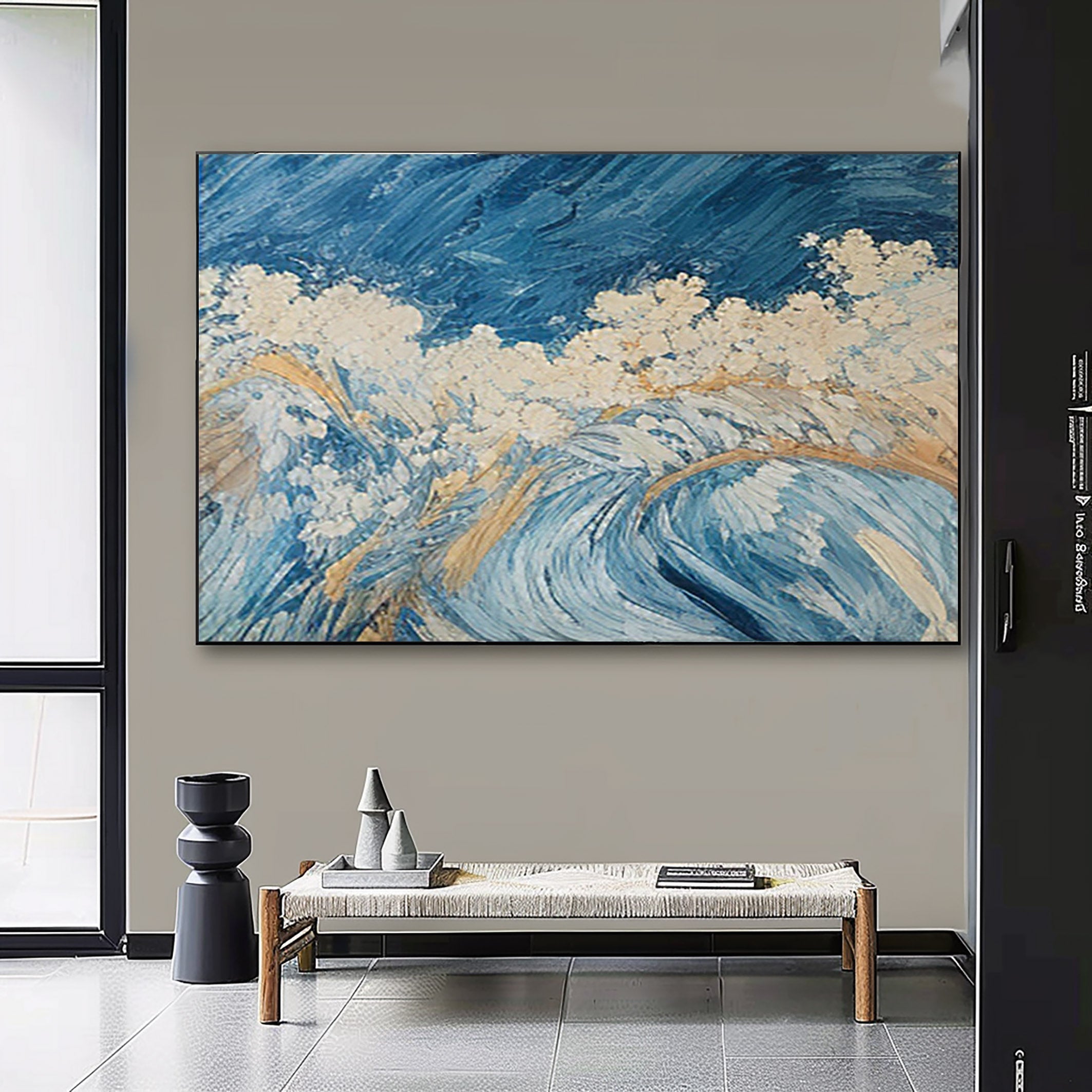 Whirl of Serenity: Textured Ocean Canvas