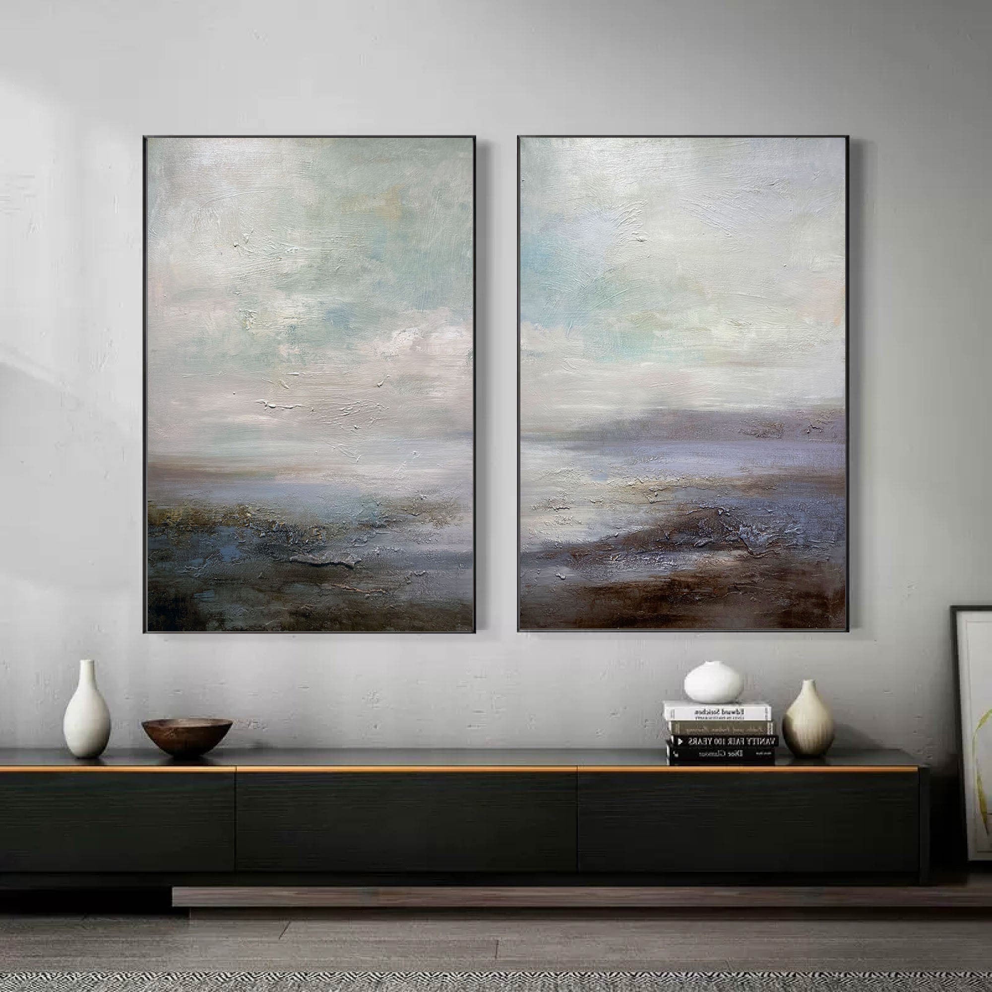 Blue & Green Minimalist Painting Set Of 2 #BGS 005