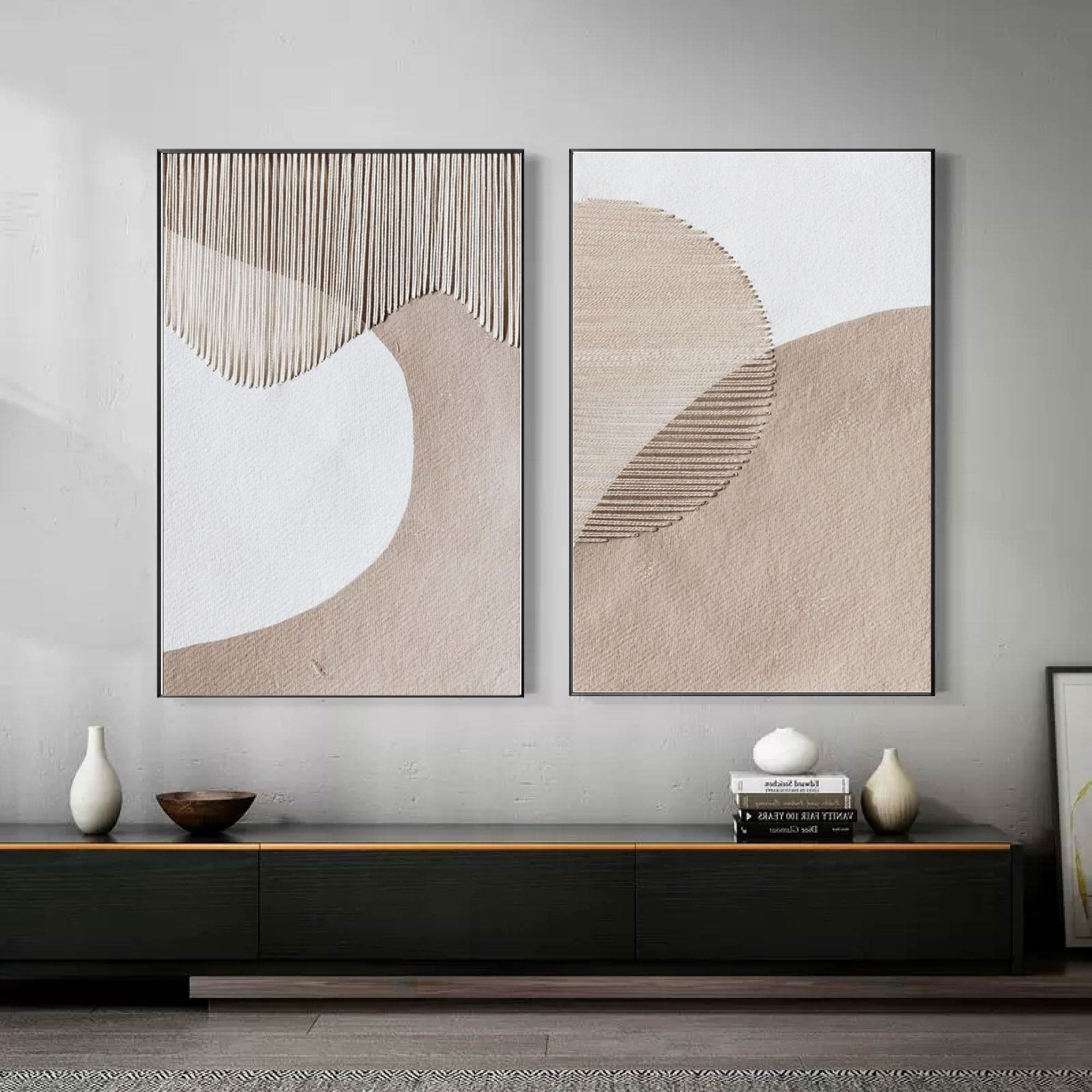 Beige & Brown Minimalist Painting Set Of 2 #BBS 012