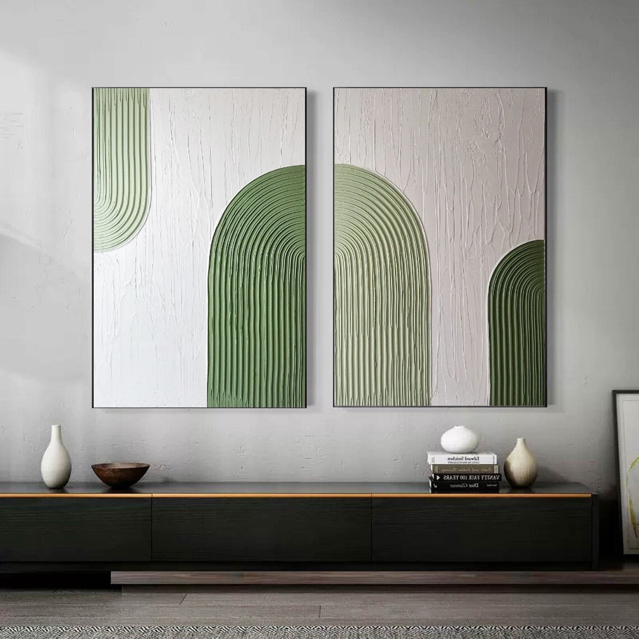 Blue & Green Minimalist Painting Set Of 2 #BGS 006