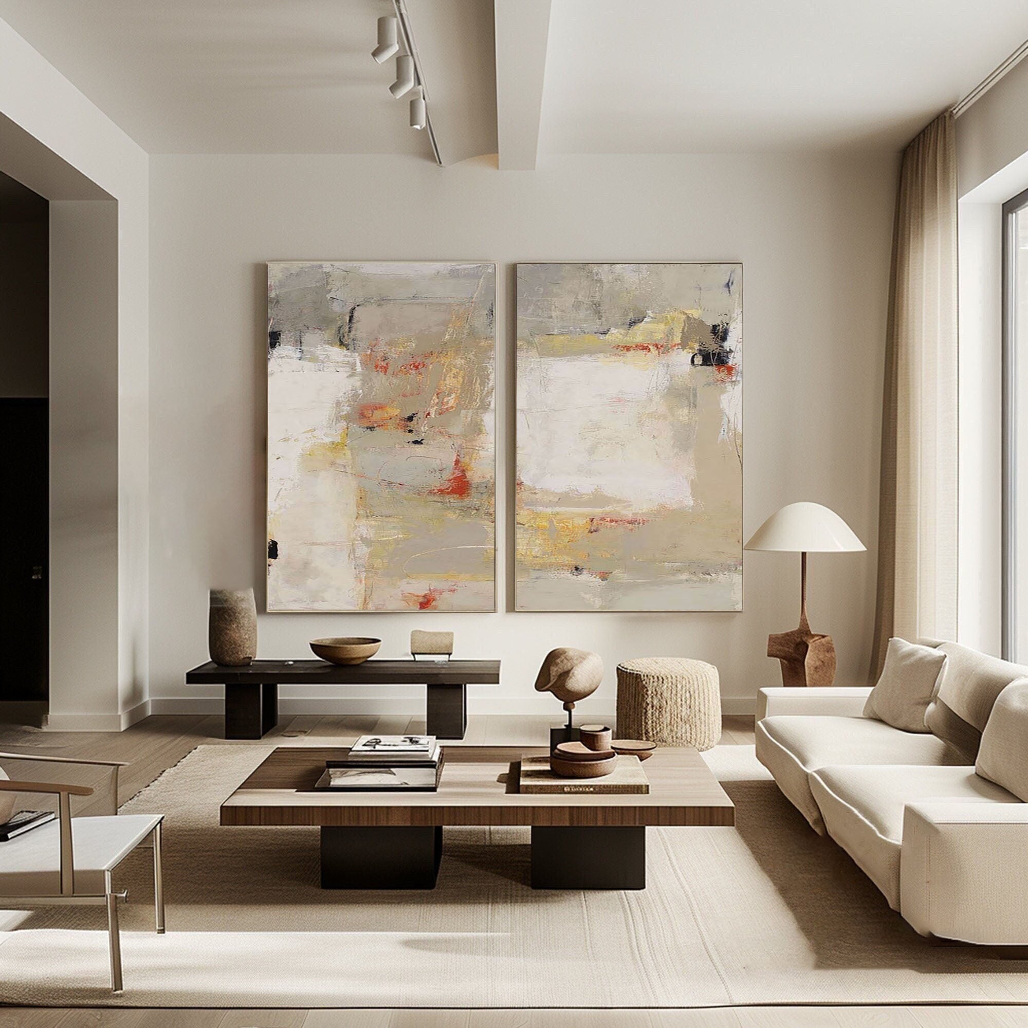 Beige & Brown Minimalist Painting Set Of 2 #BBS 014