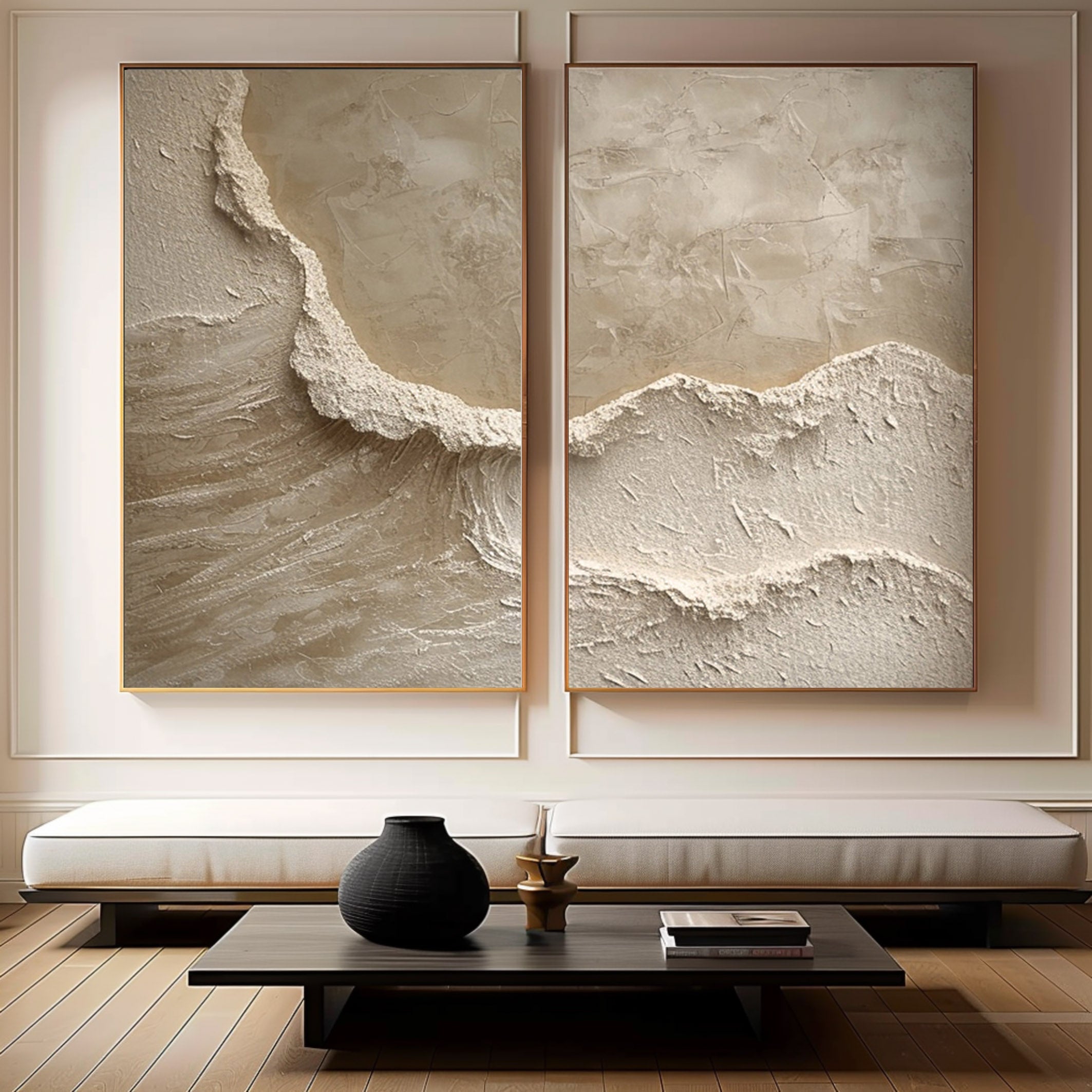 Beige & Brown Minimalist Painting Set Of 2 #BBS 004