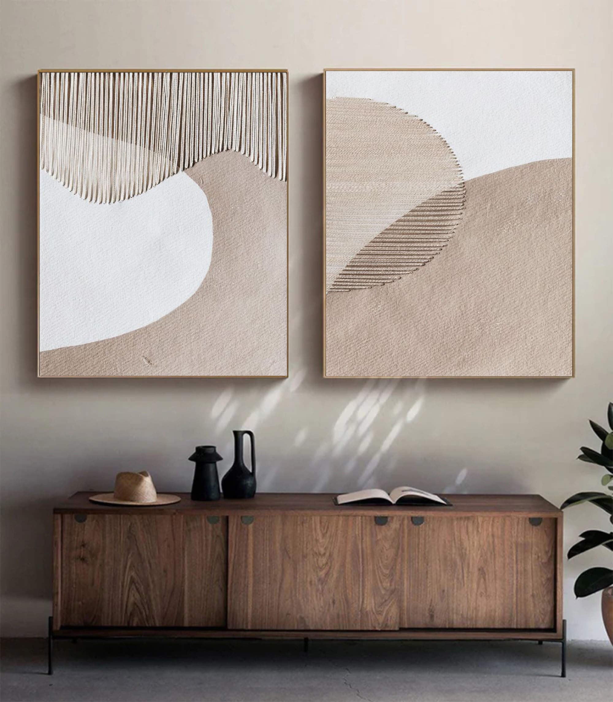 Beige & Brown Minimalist Painting Set Of 2 #BBS 012