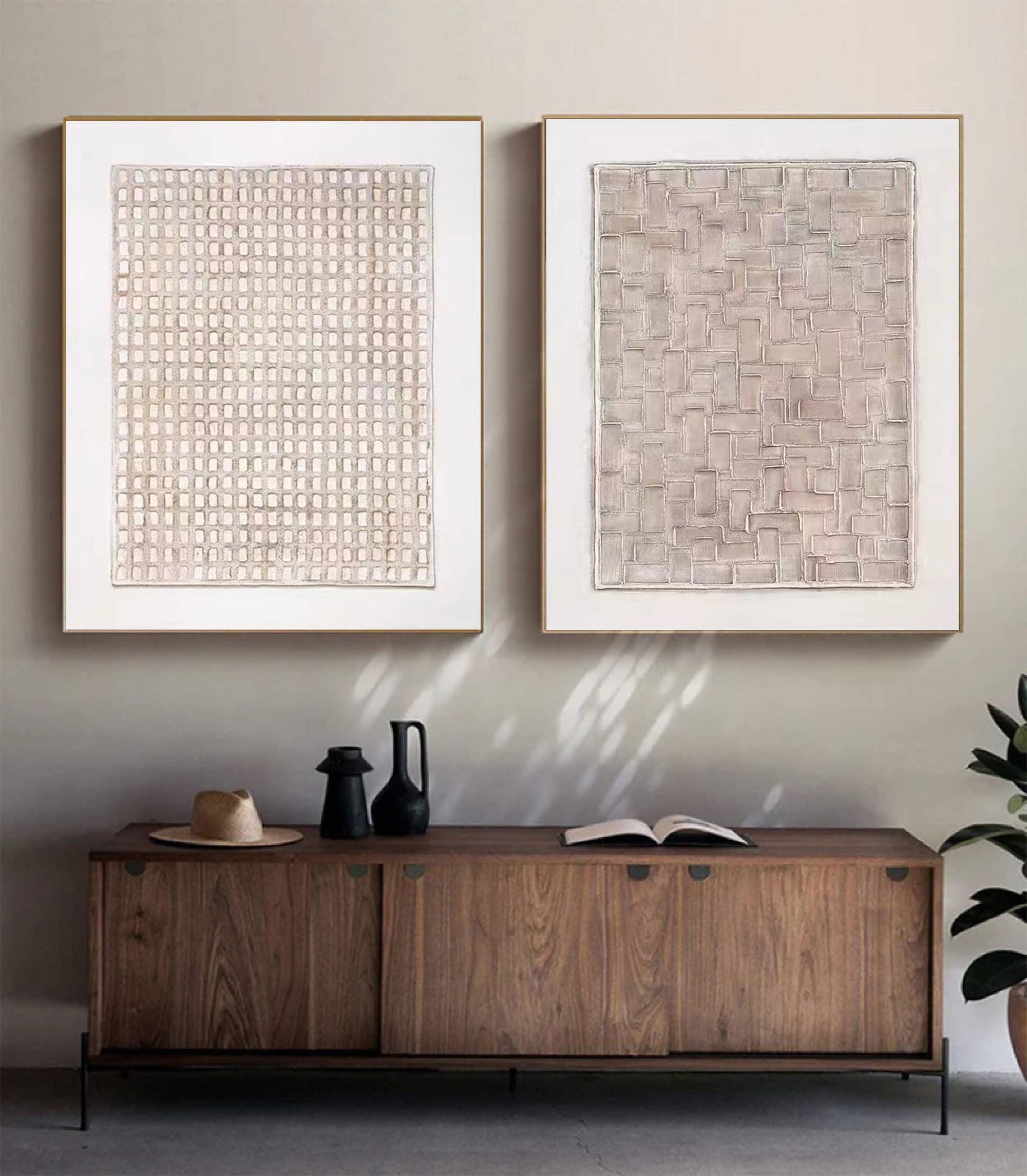 Beige & Brown Minimalist Painting Set Of 2 #BBS 010