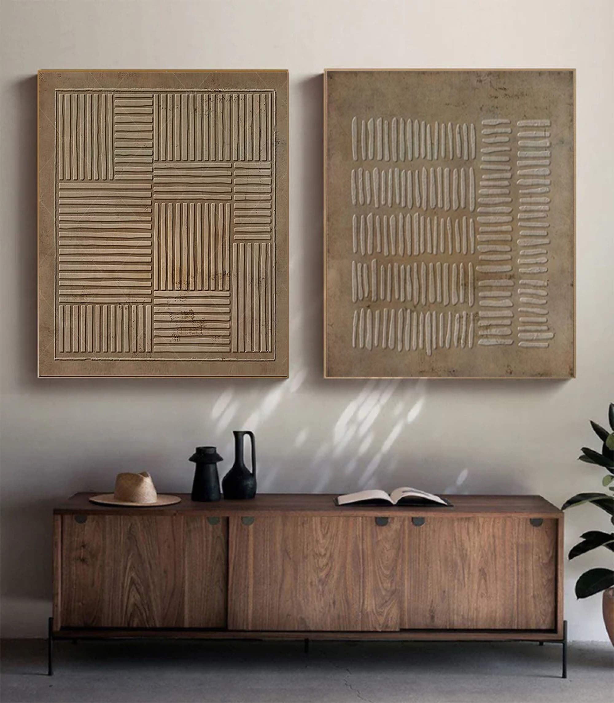 Beige & Brown Minimalist Painting Set Of 2 #BBS 005