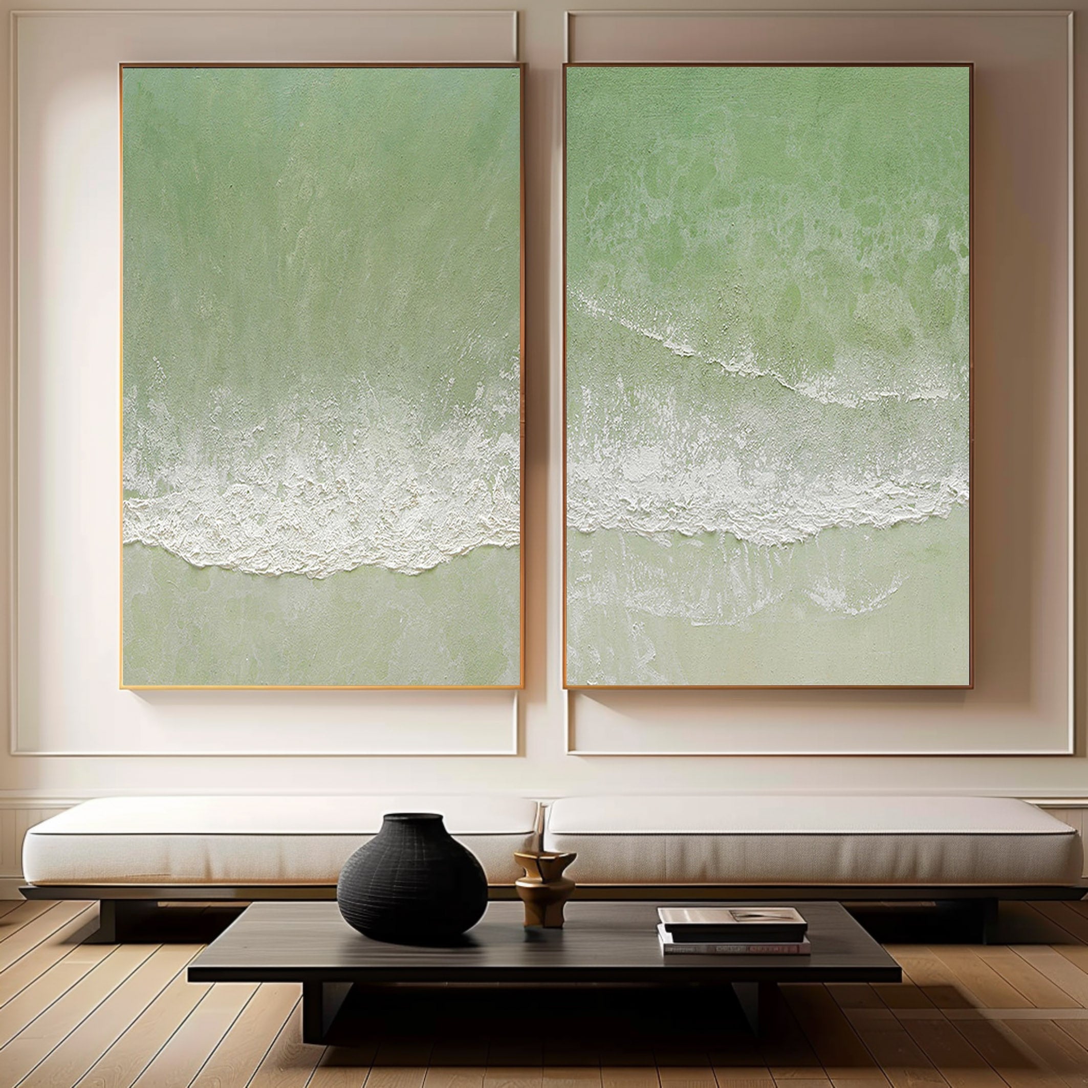 Blue & Green Minimalist Painting Set Of 2 #BGS 001