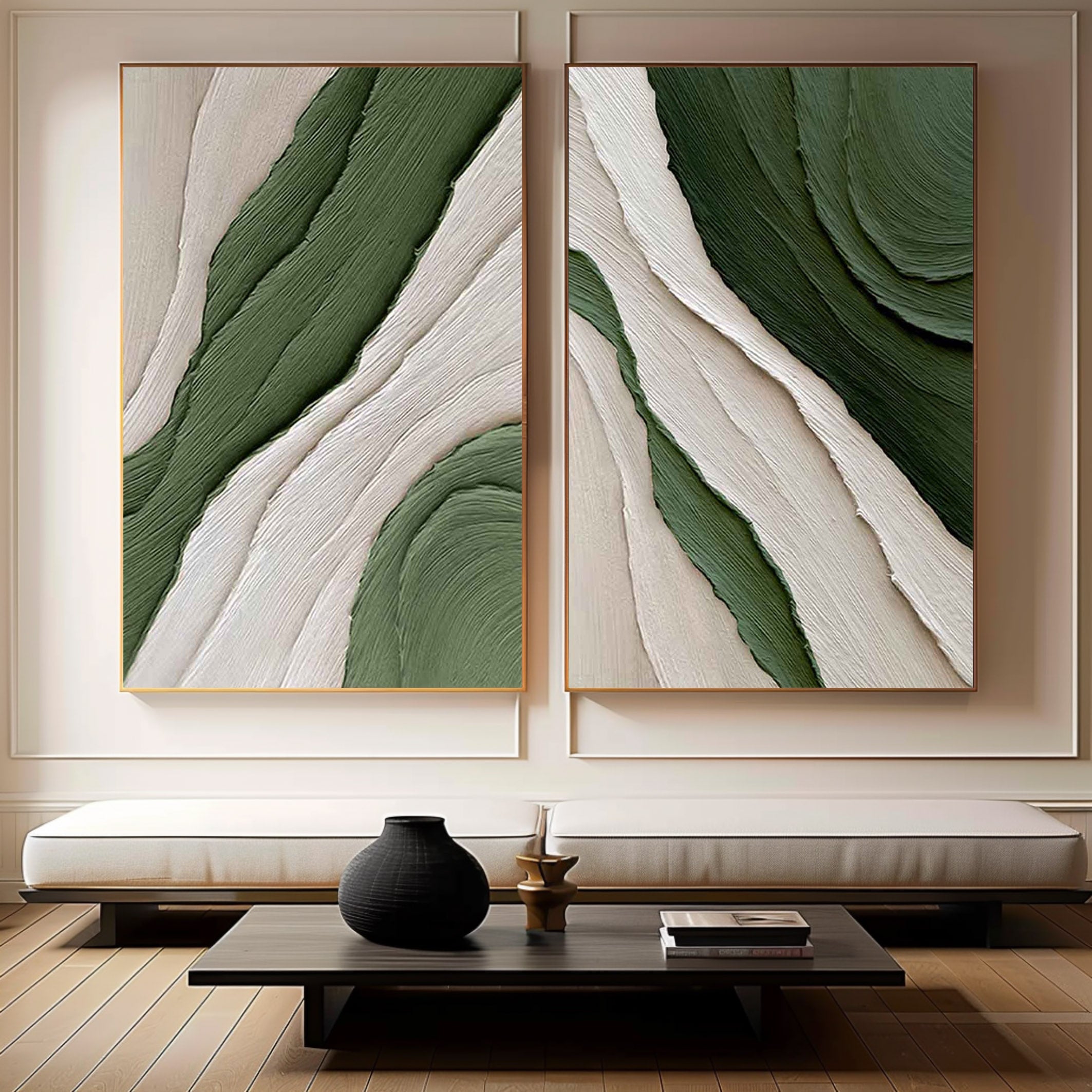 Blue & Green Minimalist Painting Set Of 2 #BGS 002