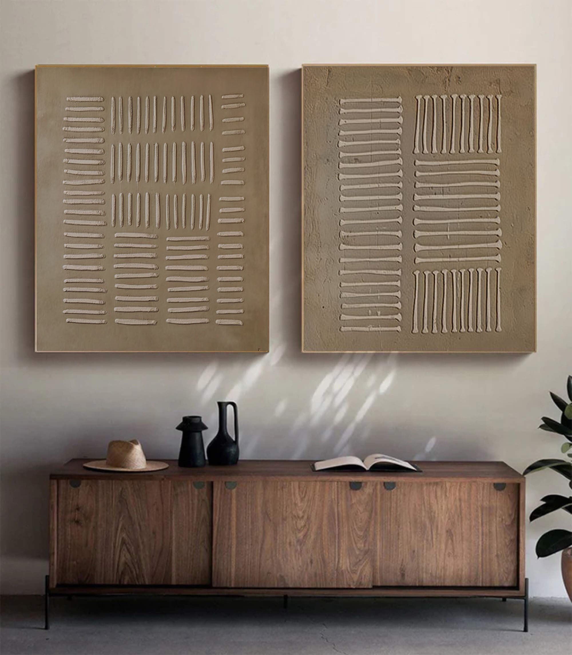 Beige & Brown Minimalist Painting Set Of 2 #BBS 008