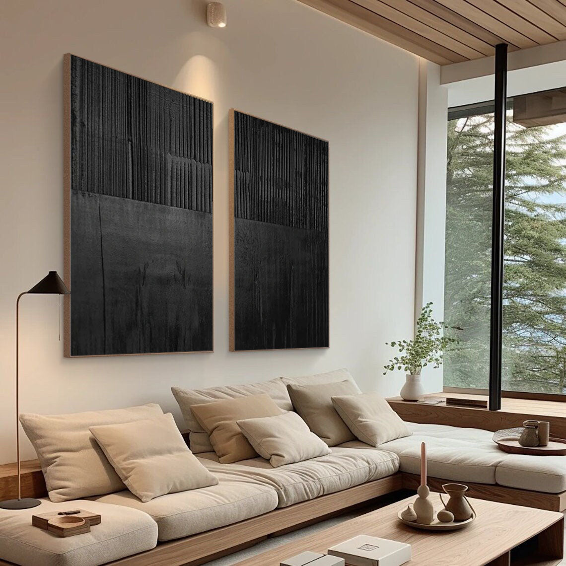 Black Minimalist Painting Set Of 2 #BMS 001