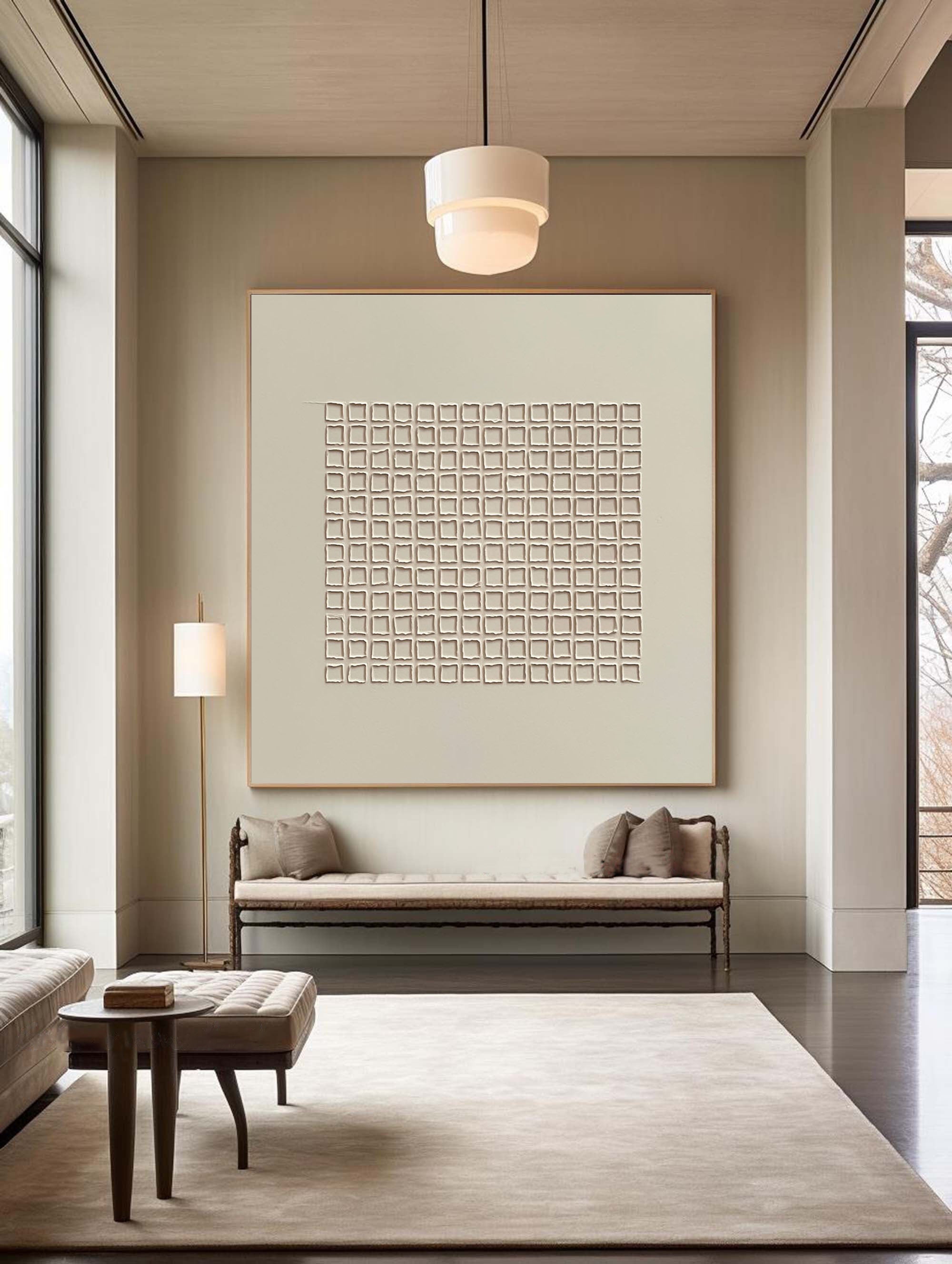 Structured Calm: Grid Canvas Art