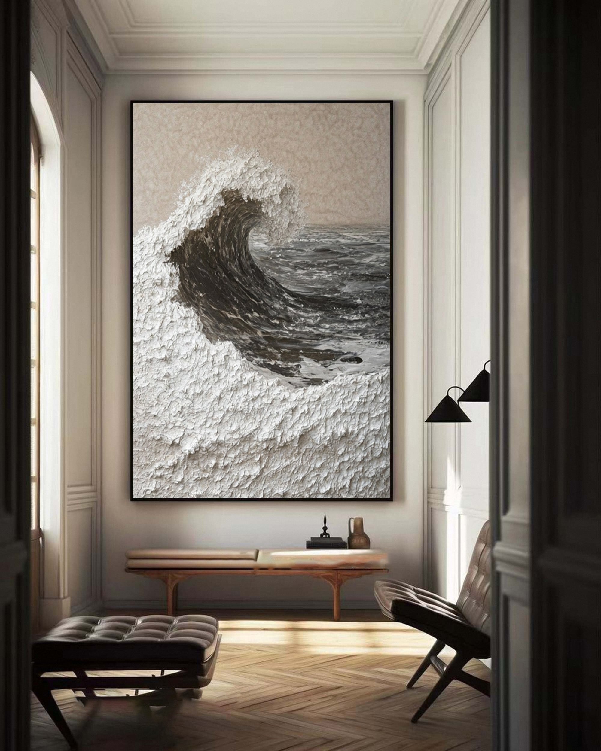 Turbulent Grace: Textured Wave in Deep Contrast