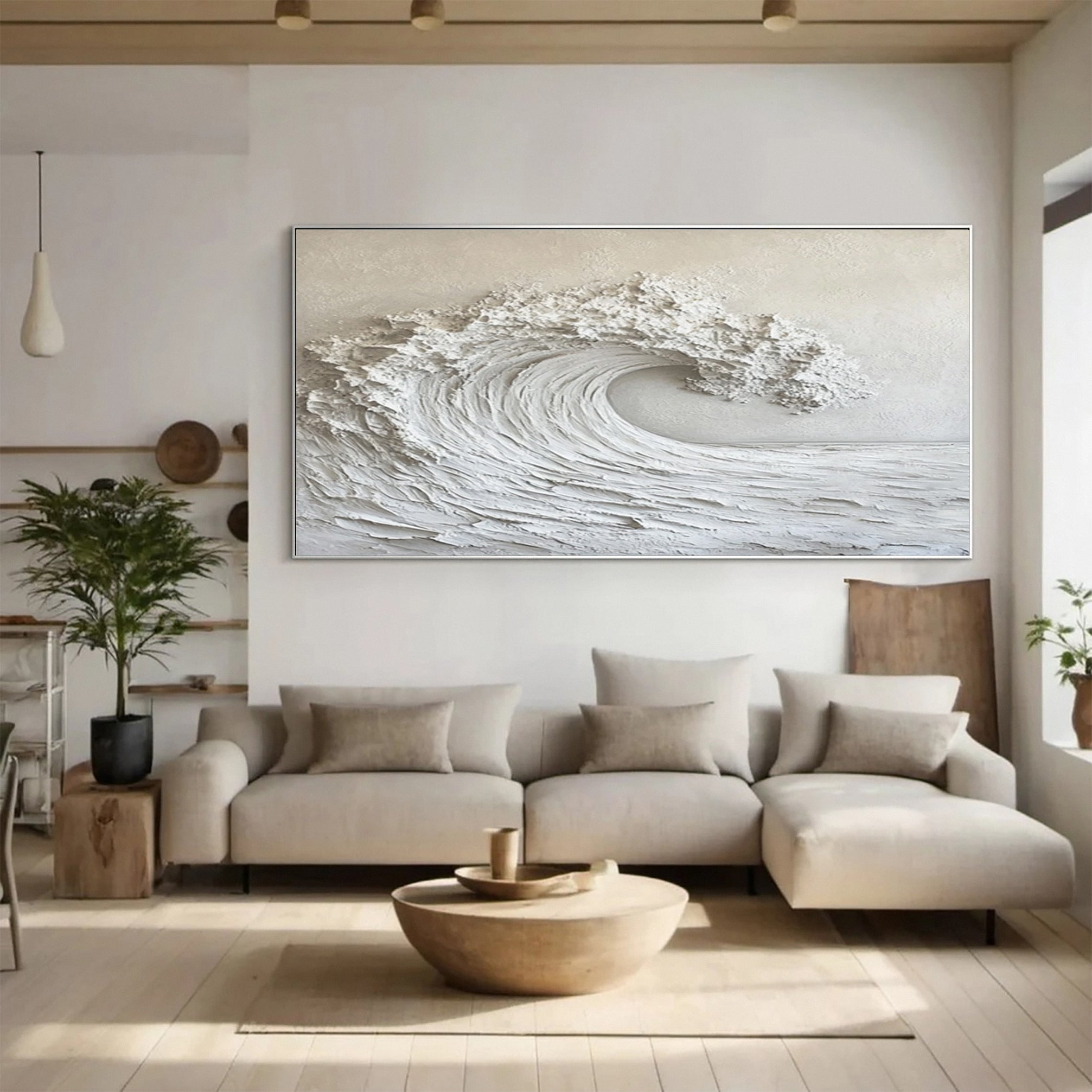 Eternal Wave: Textured Monochrome Ocean Art