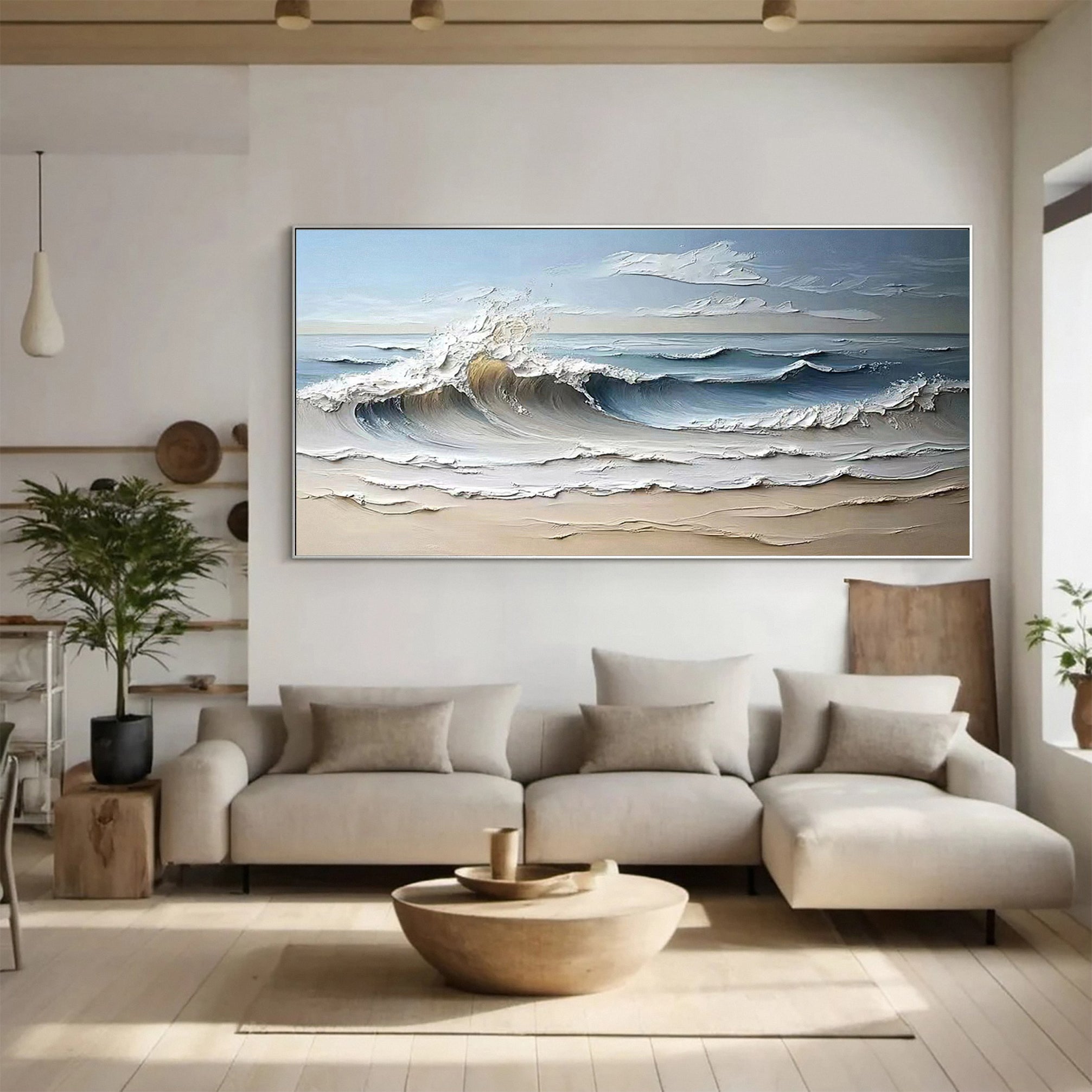 Tranquil Shore: Textured Seascape Art