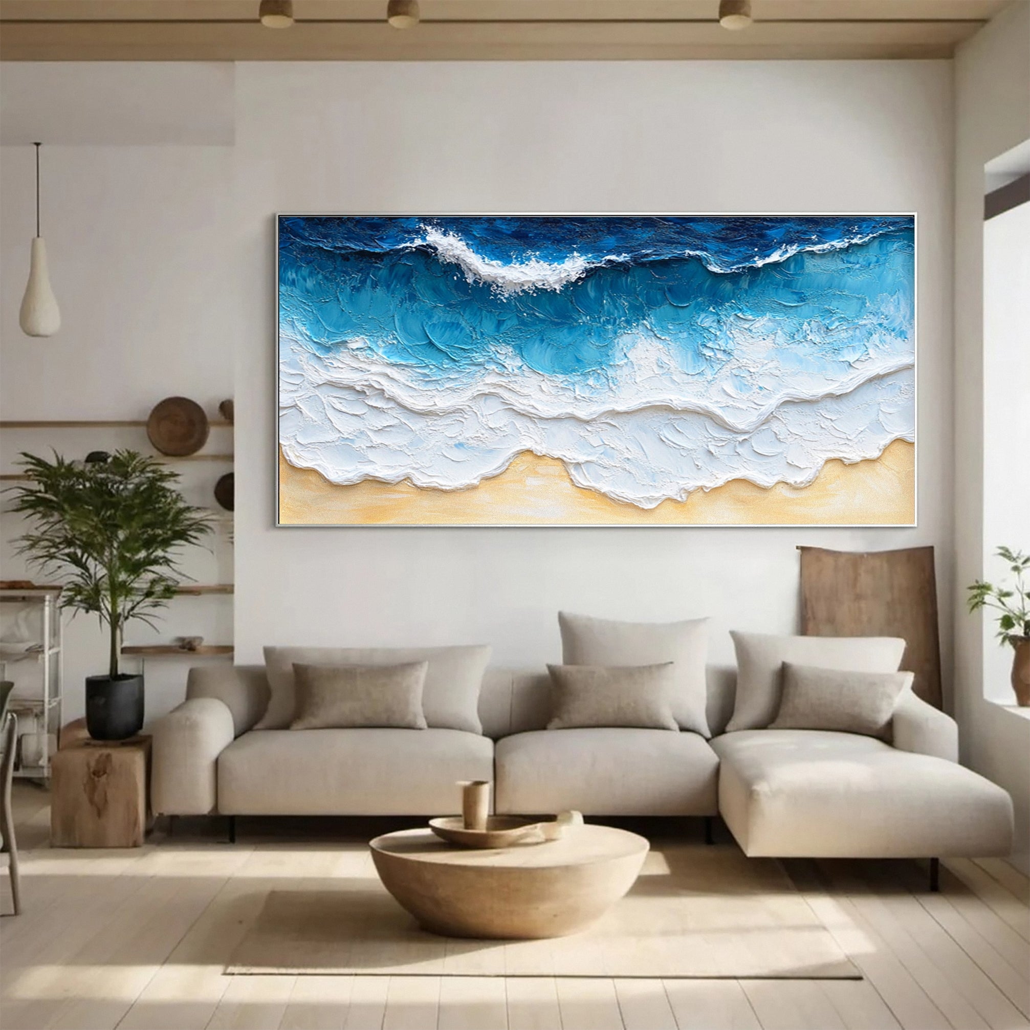 Golden Sands: Ocean Wave Art