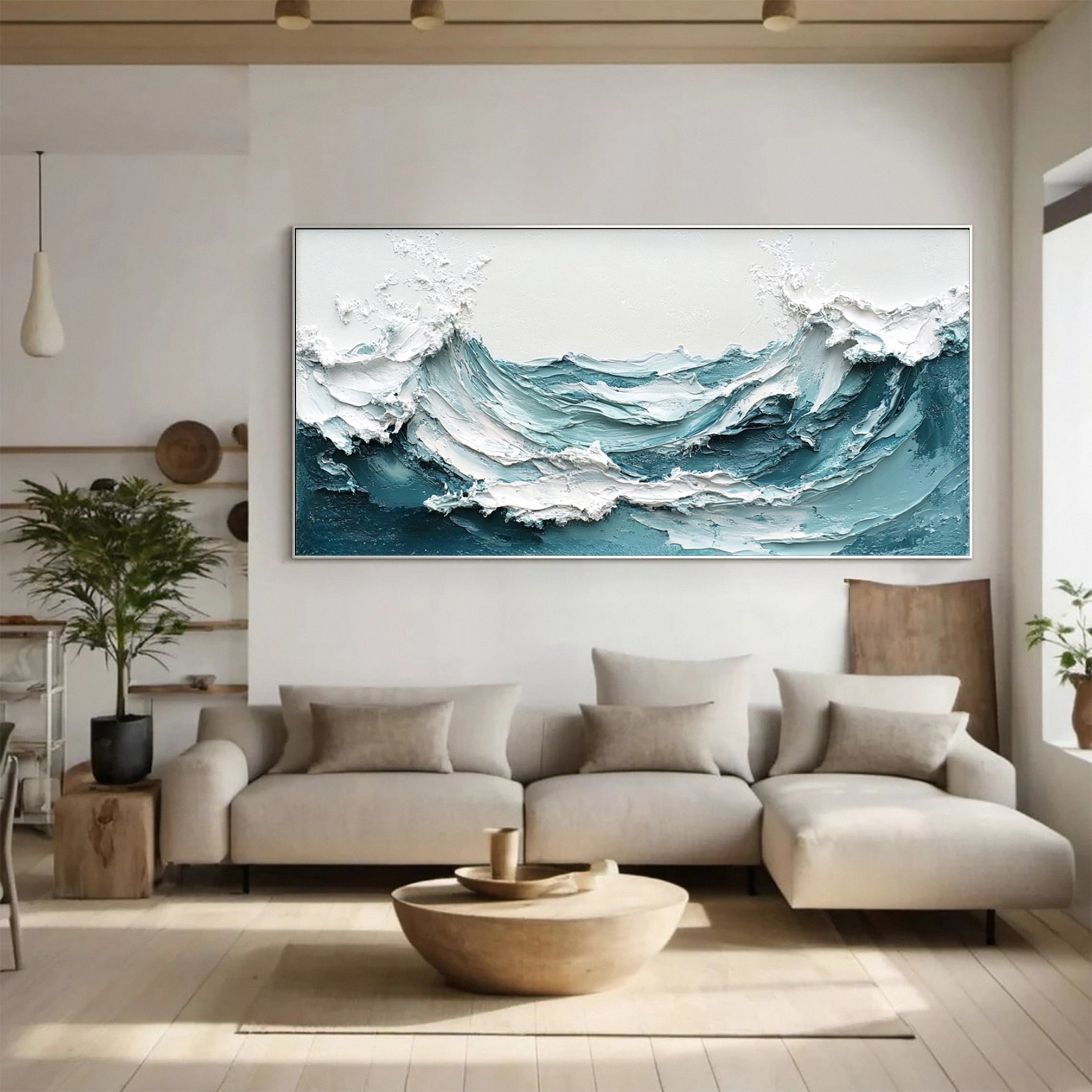 Tidal Surge: Textured Wave Canvas