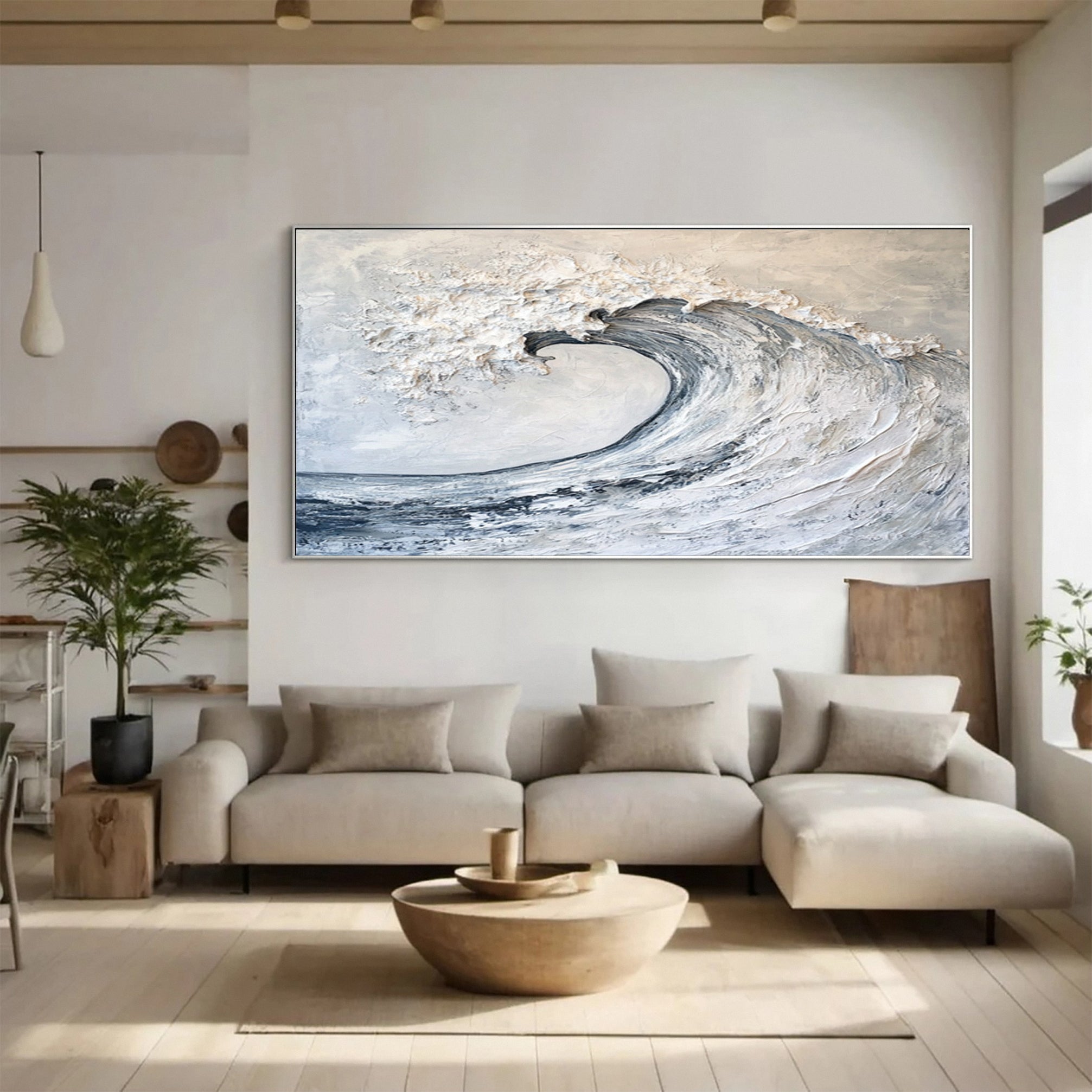 "Tidal Grace": Dynamic Ocean Wave Textured Painting