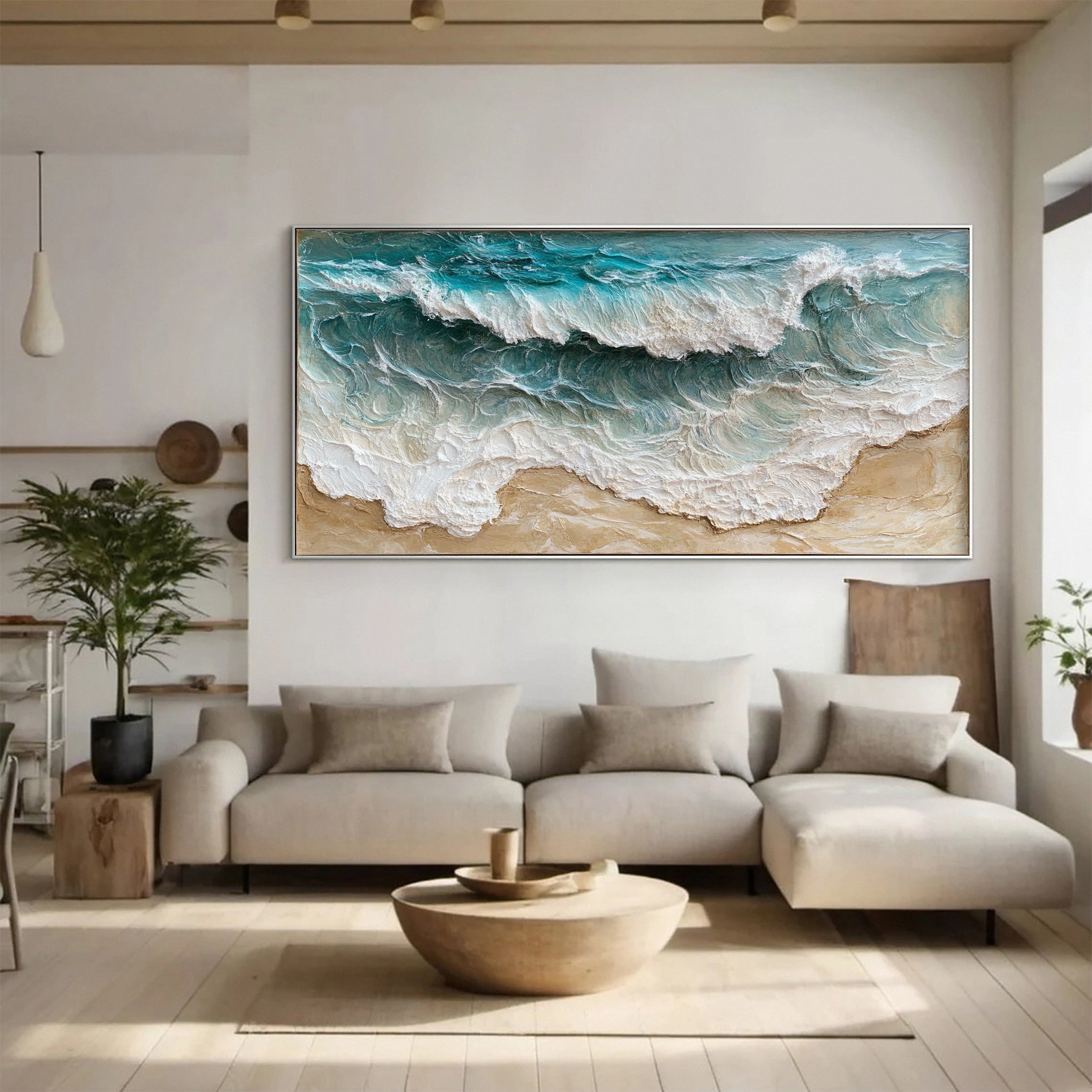 Shoreline Serenity: Wave Canvas Art