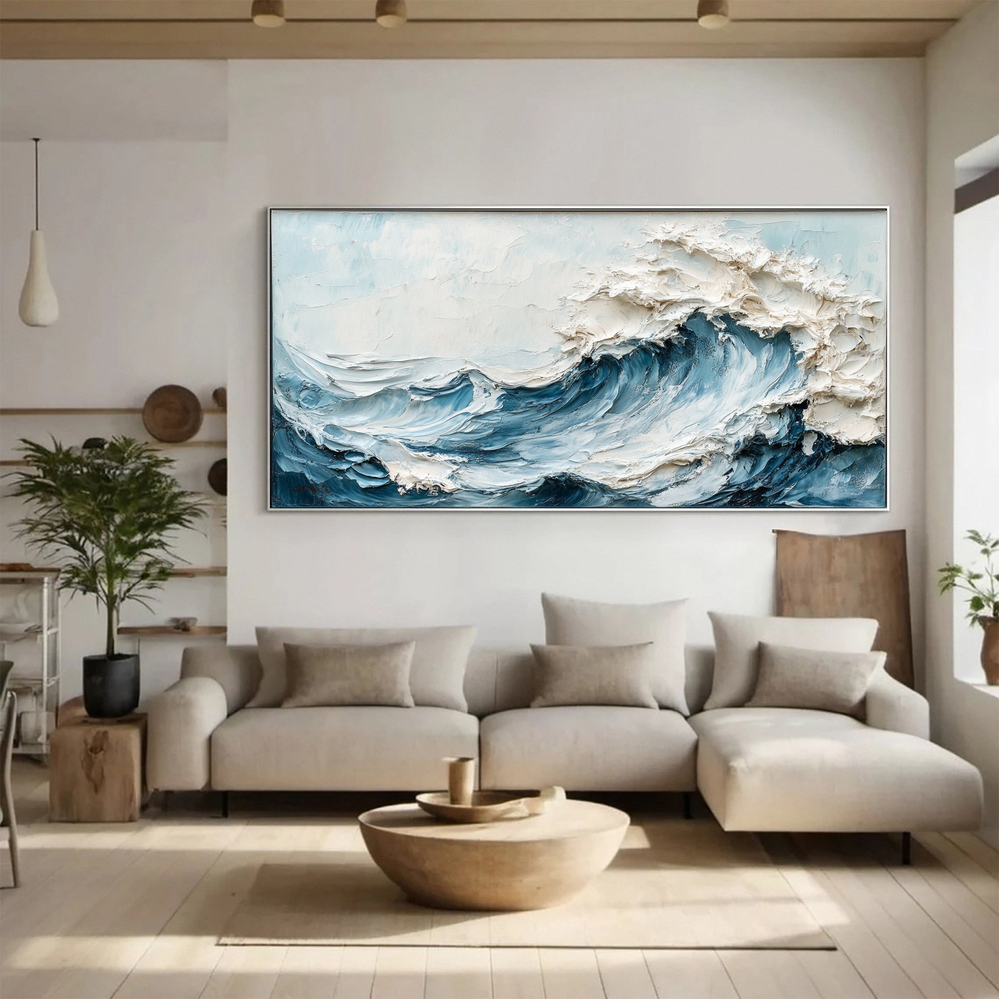 Ocean Fury: Textured Wave Canvas