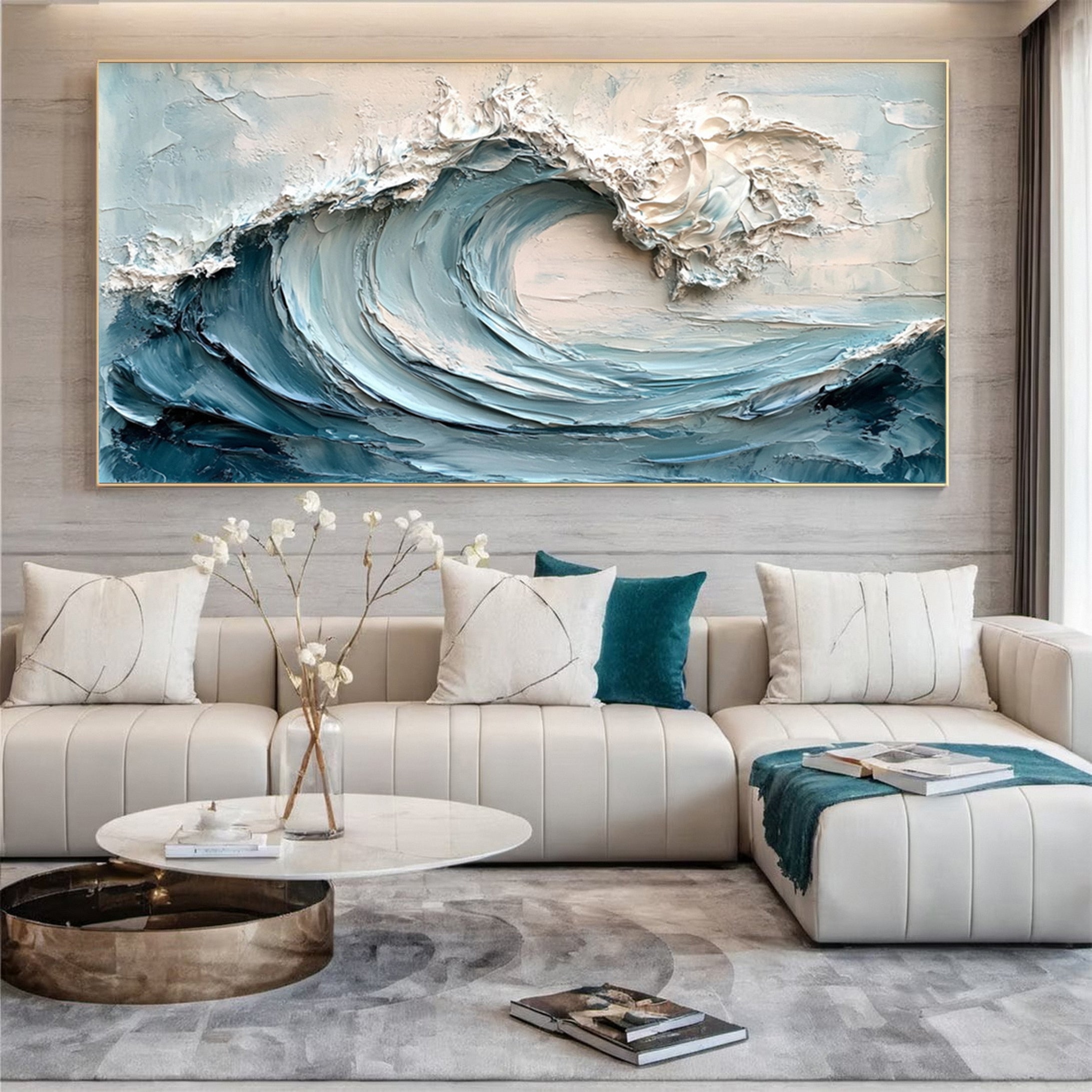 Majestic Wave: Textured Ocean Art