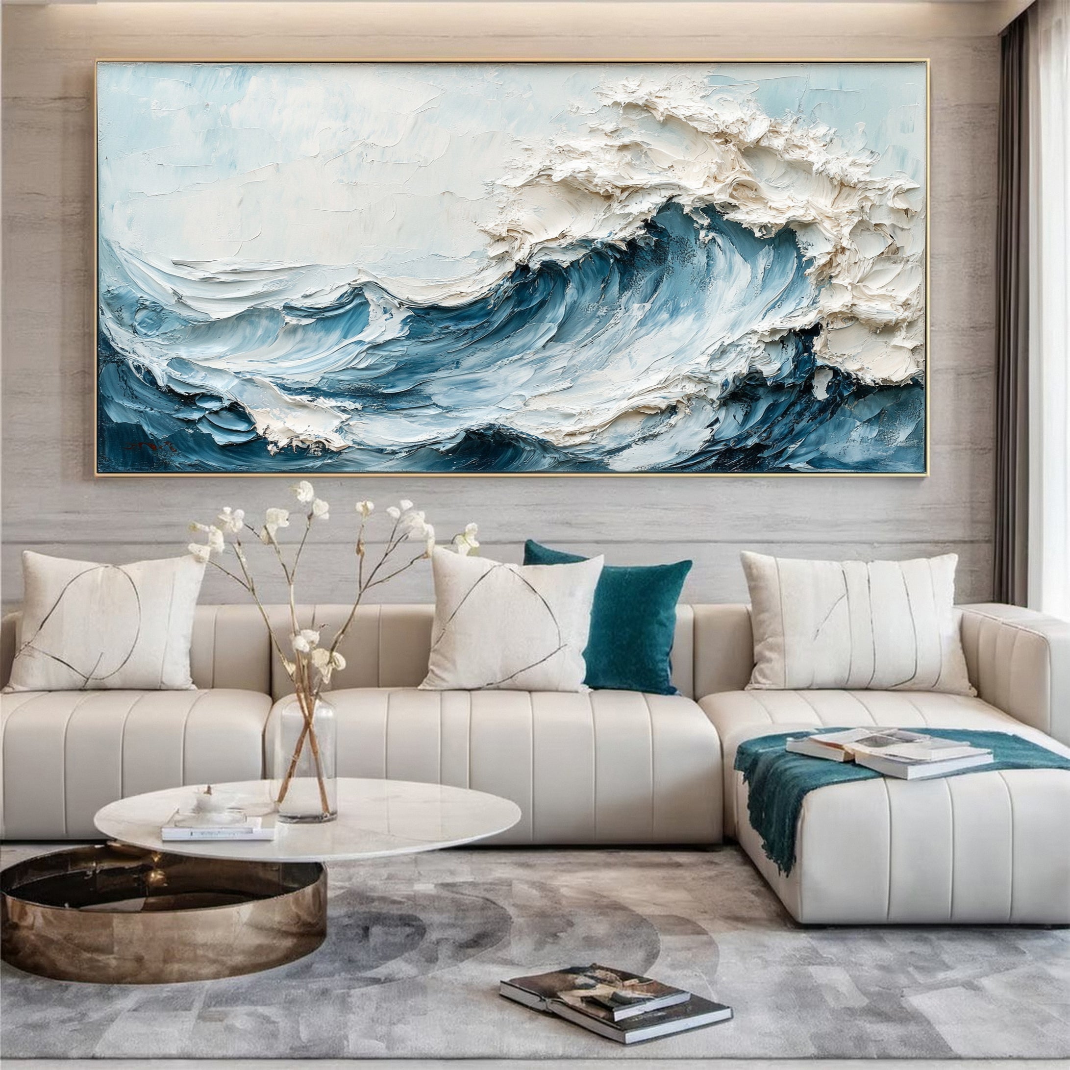 Ocean Fury: Textured Wave Canvas