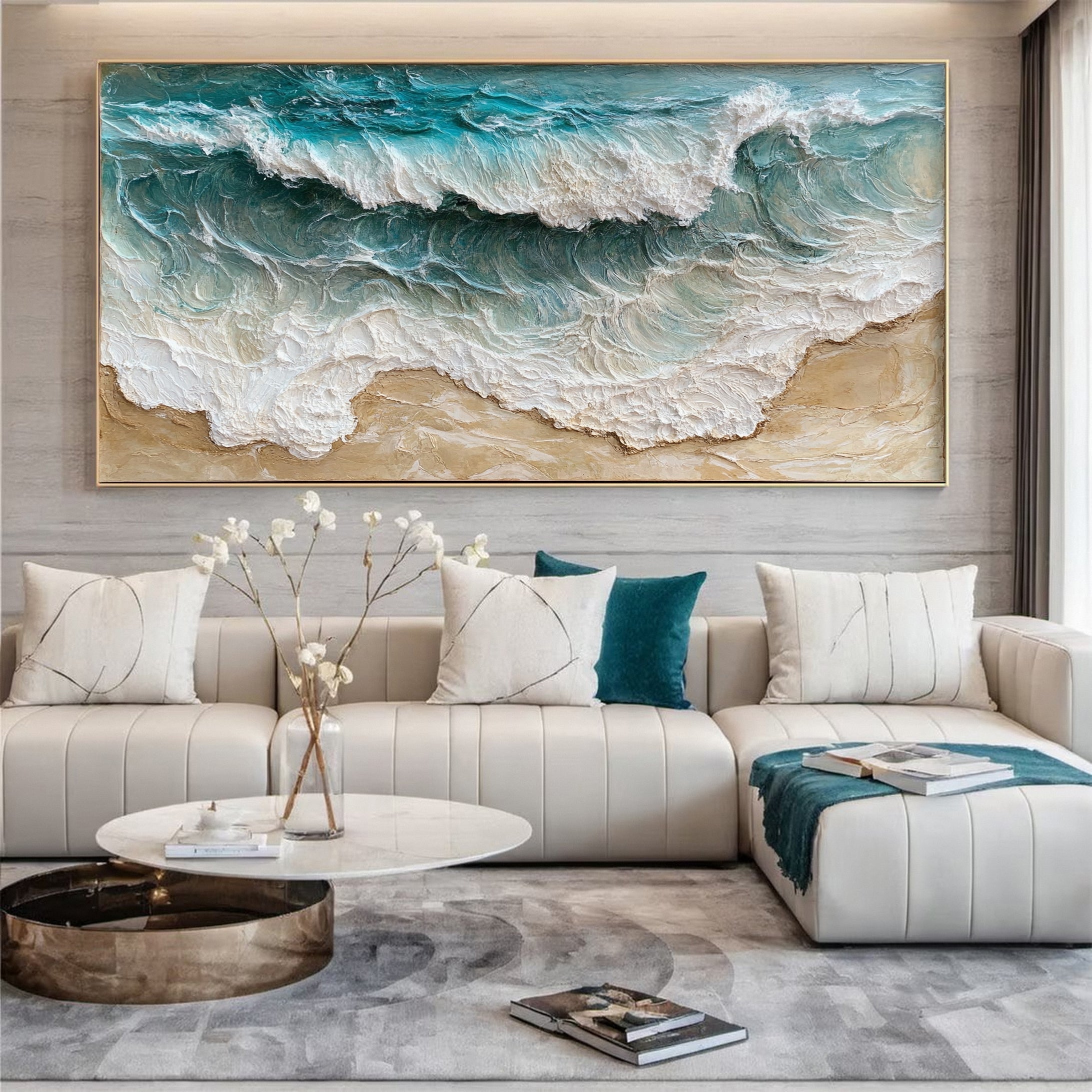 Shoreline Serenity: Wave Canvas Art