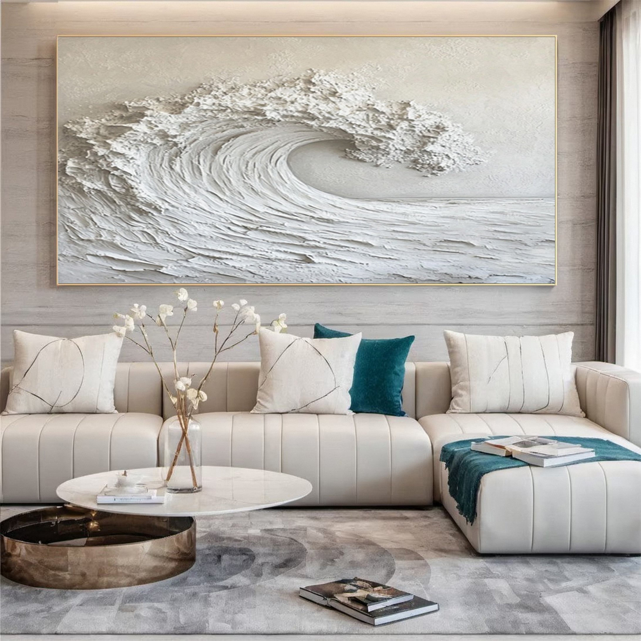 Eternal Wave: Textured Monochrome Ocean Art