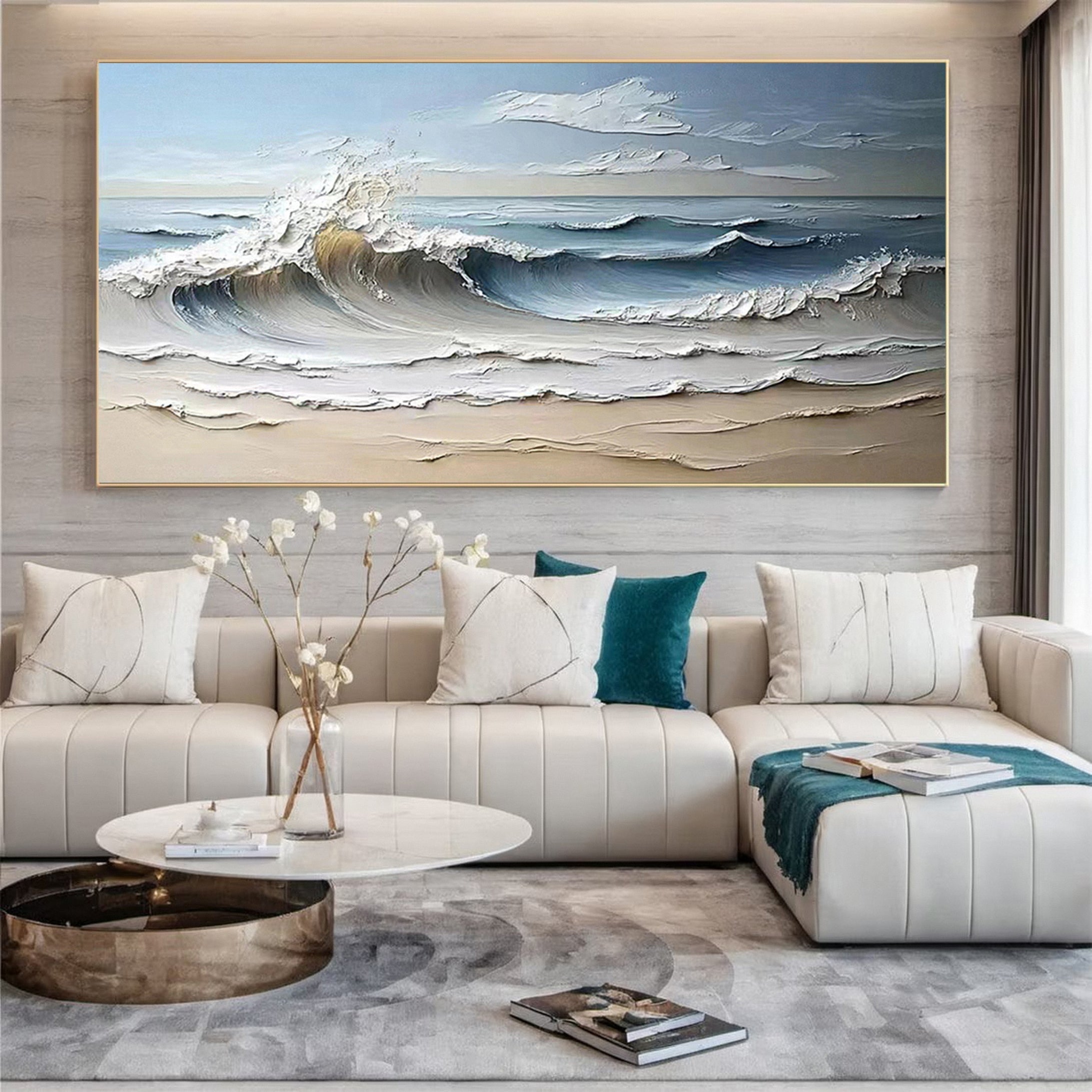 Tranquil Shore: Textured Seascape Art