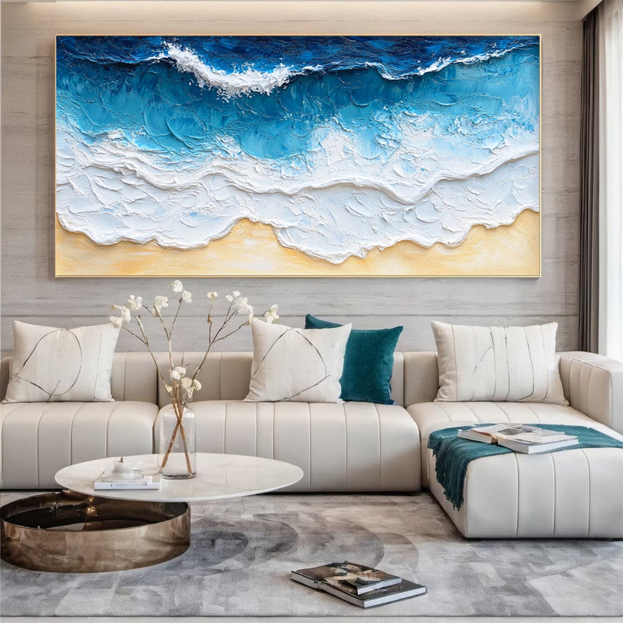 Golden Sands: Ocean Wave Art