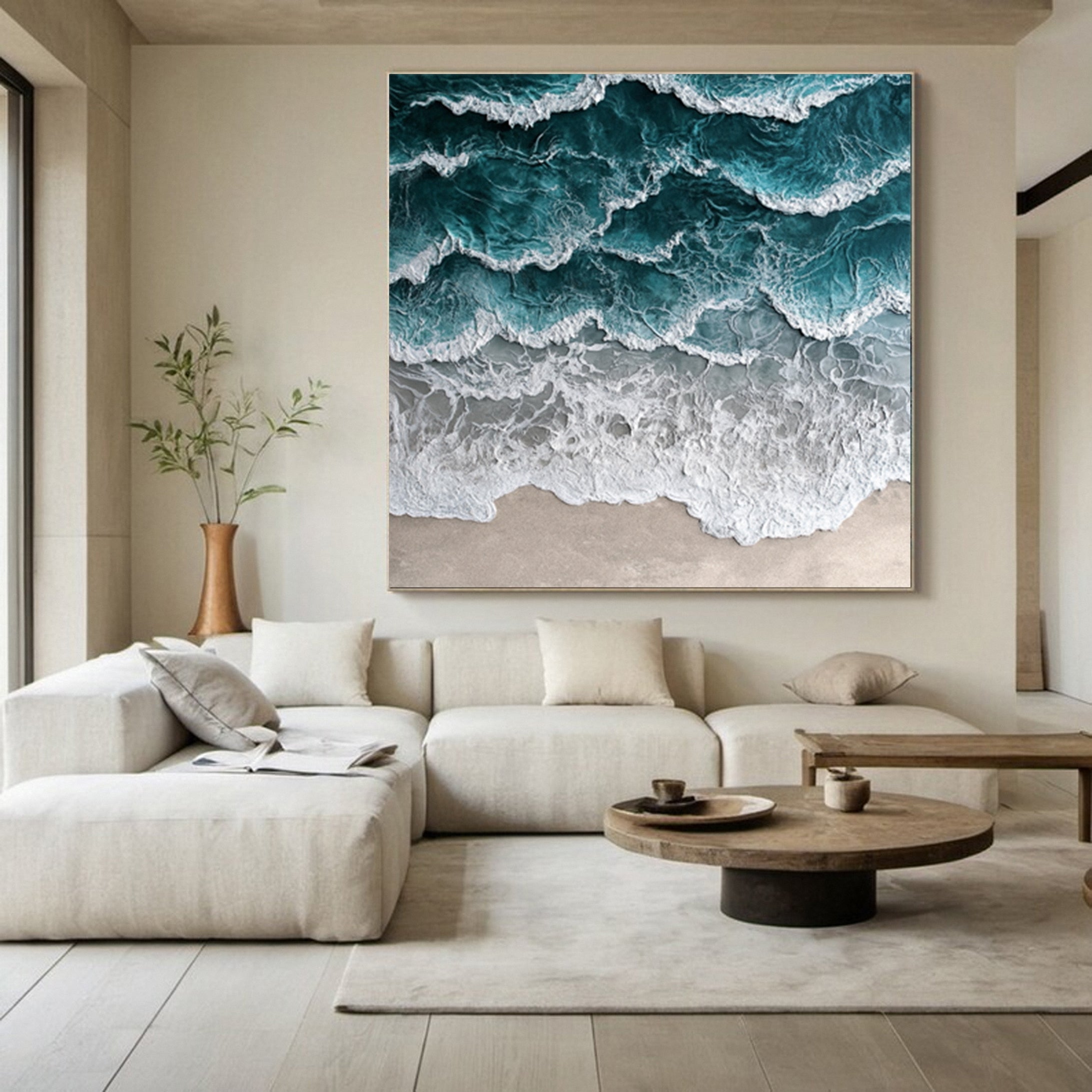 Ocean's Embrace: Textured Wave Art