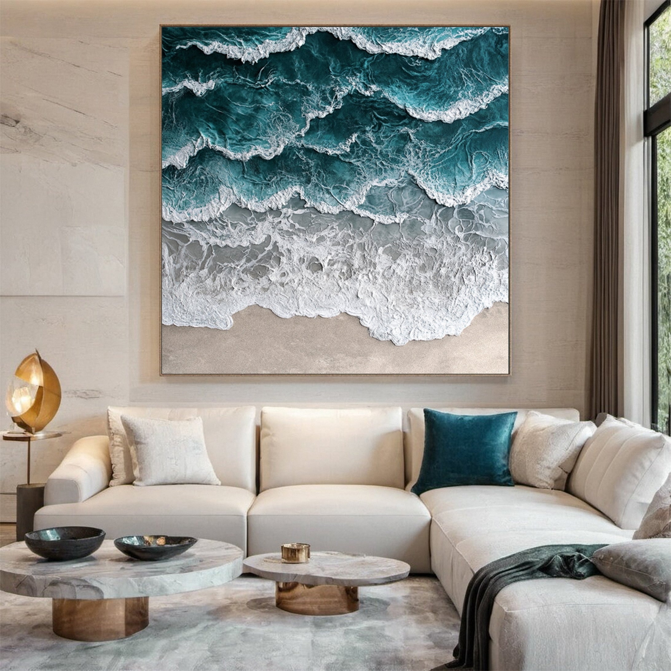 Ocean's Embrace: Textured Wave Art