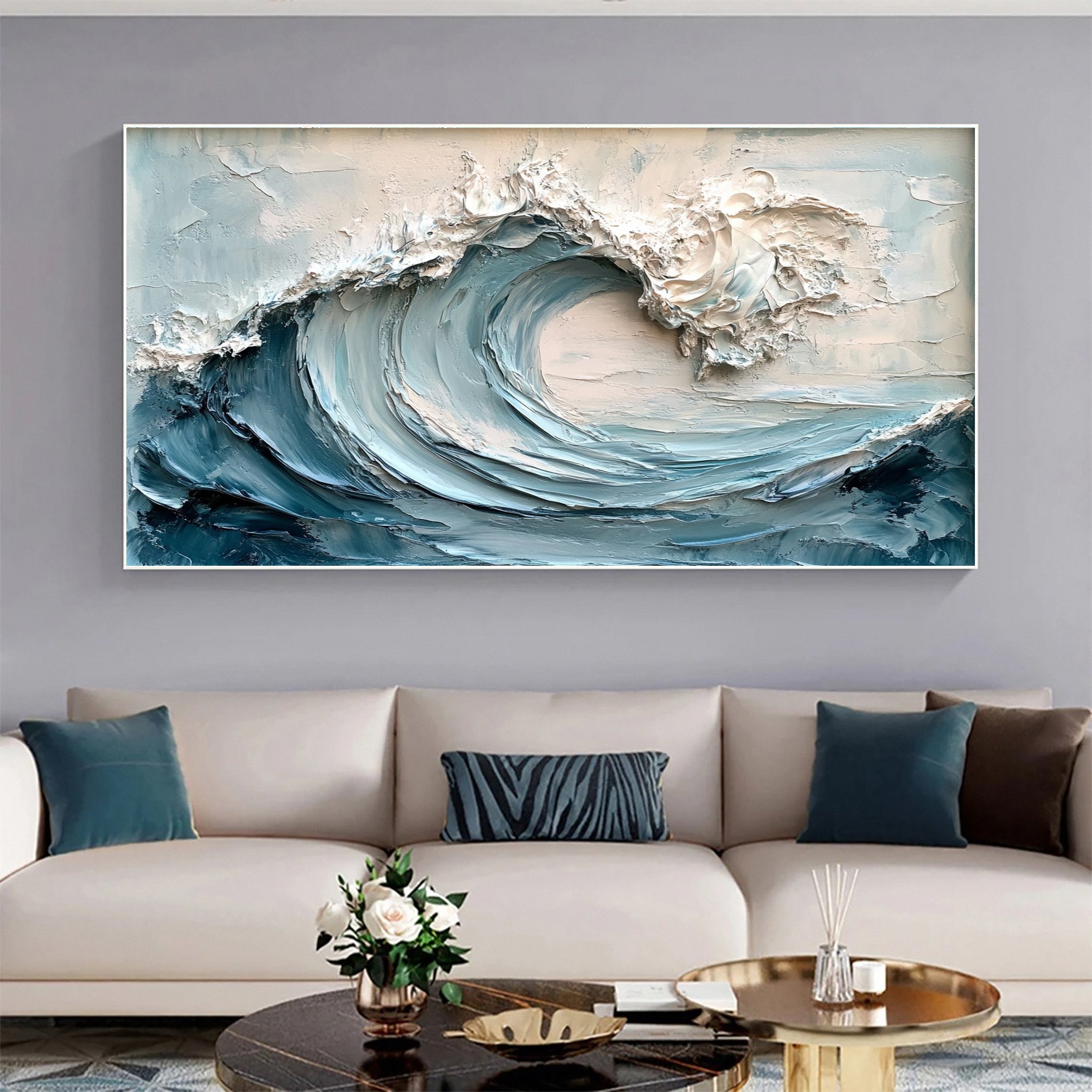 Wave Rush: Textured Ocean Canvas