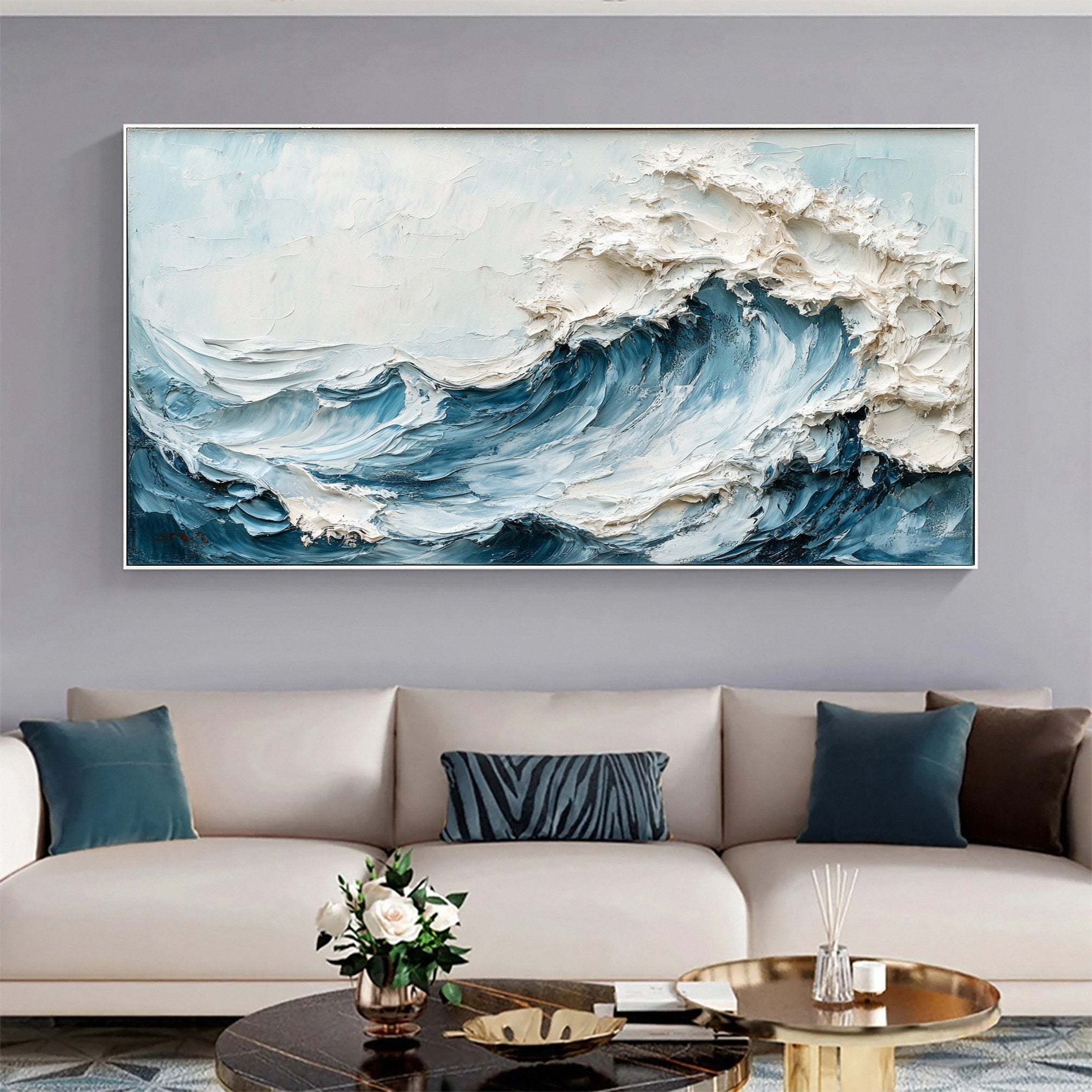 Ocean Fury: Textured Wave Canvas