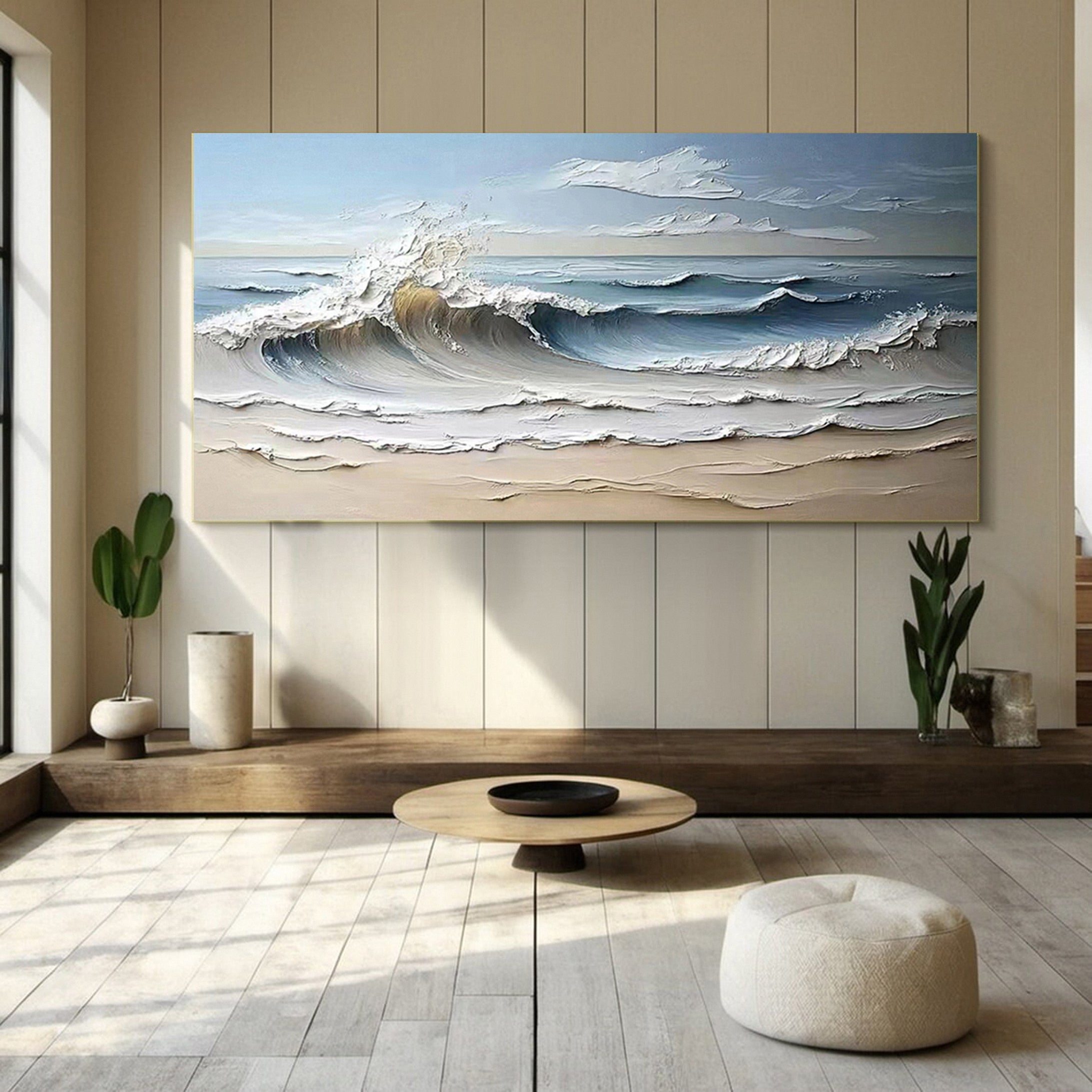 Tranquil Shore: Textured Seascape Art