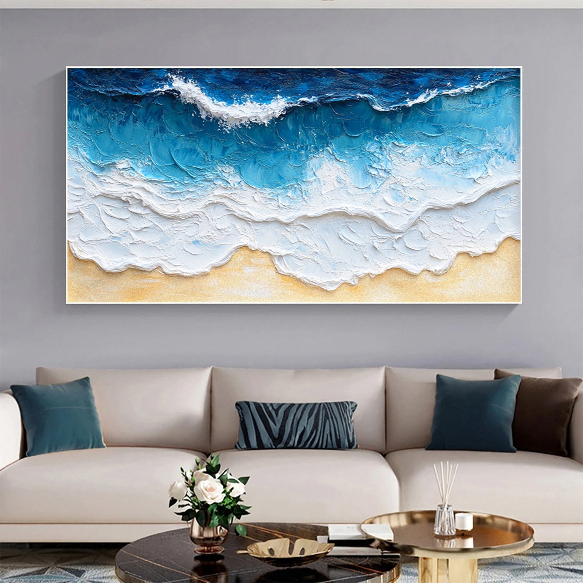 Golden Sands: Ocean Wave Art