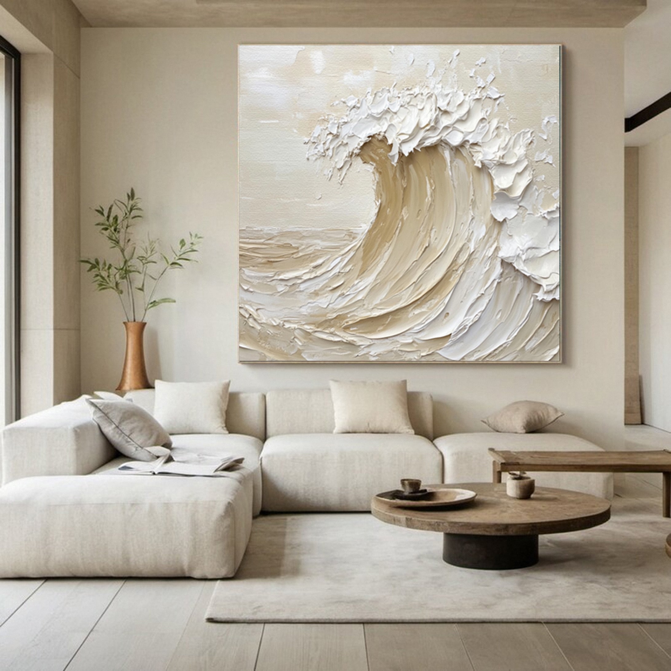 "Ivory Crest" Textured Wave Art