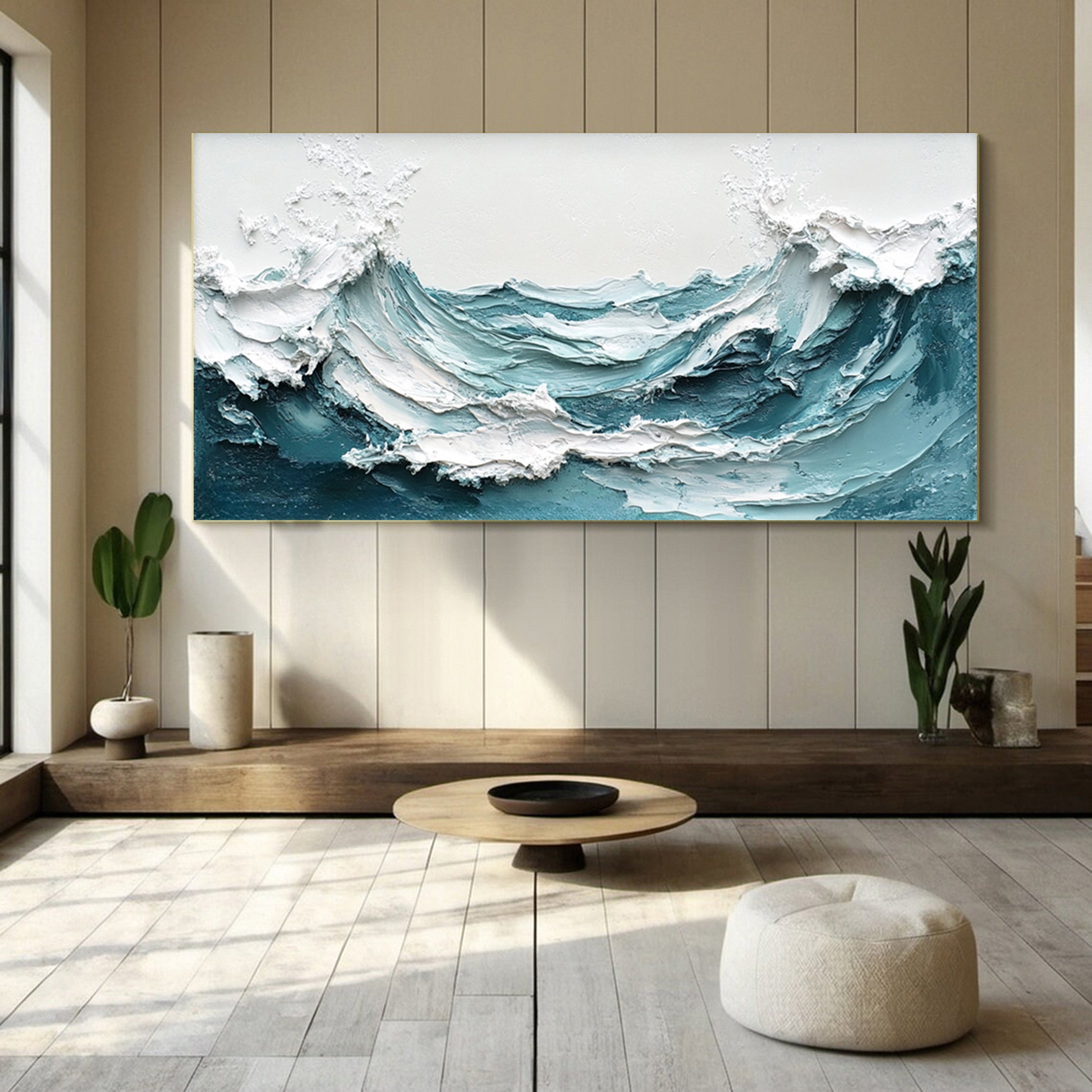 Tidal Surge: Textured Wave Canvas