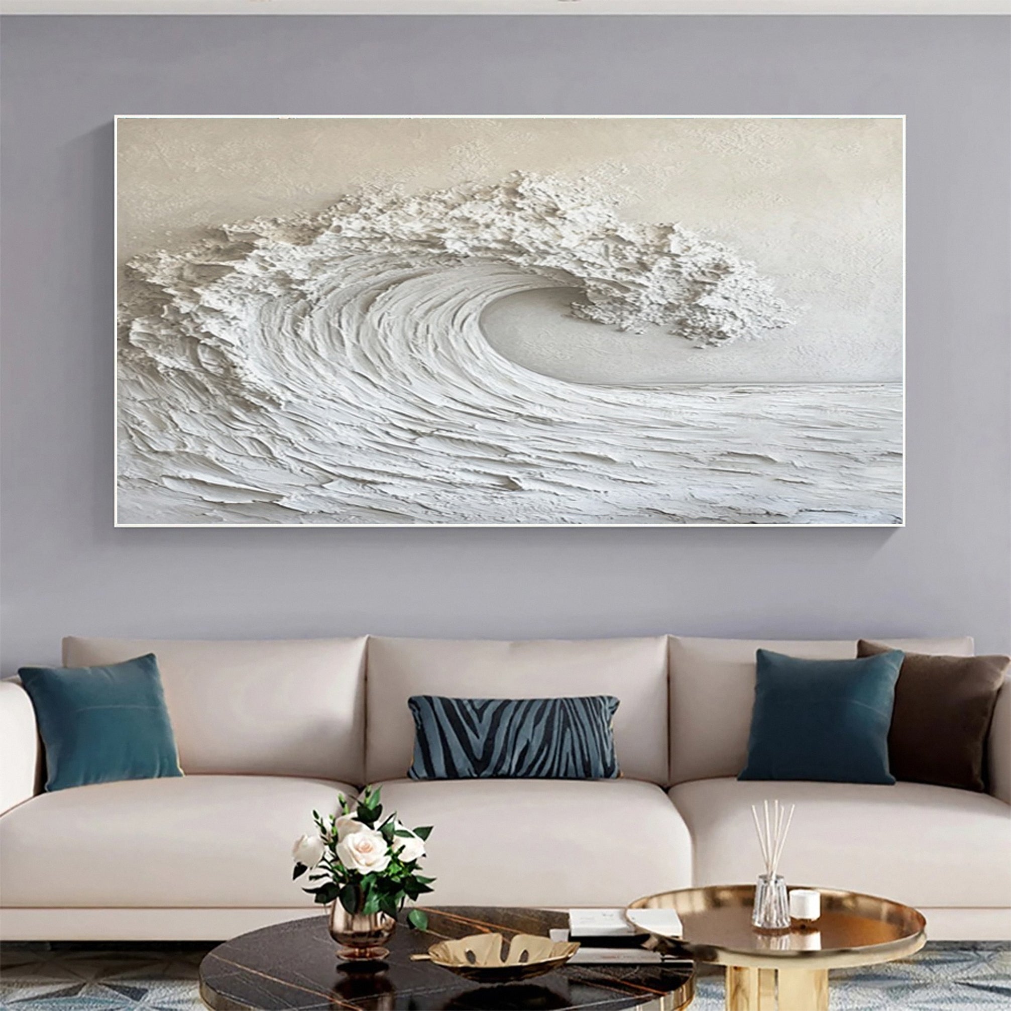 Eternal Wave: Textured Monochrome Ocean Art