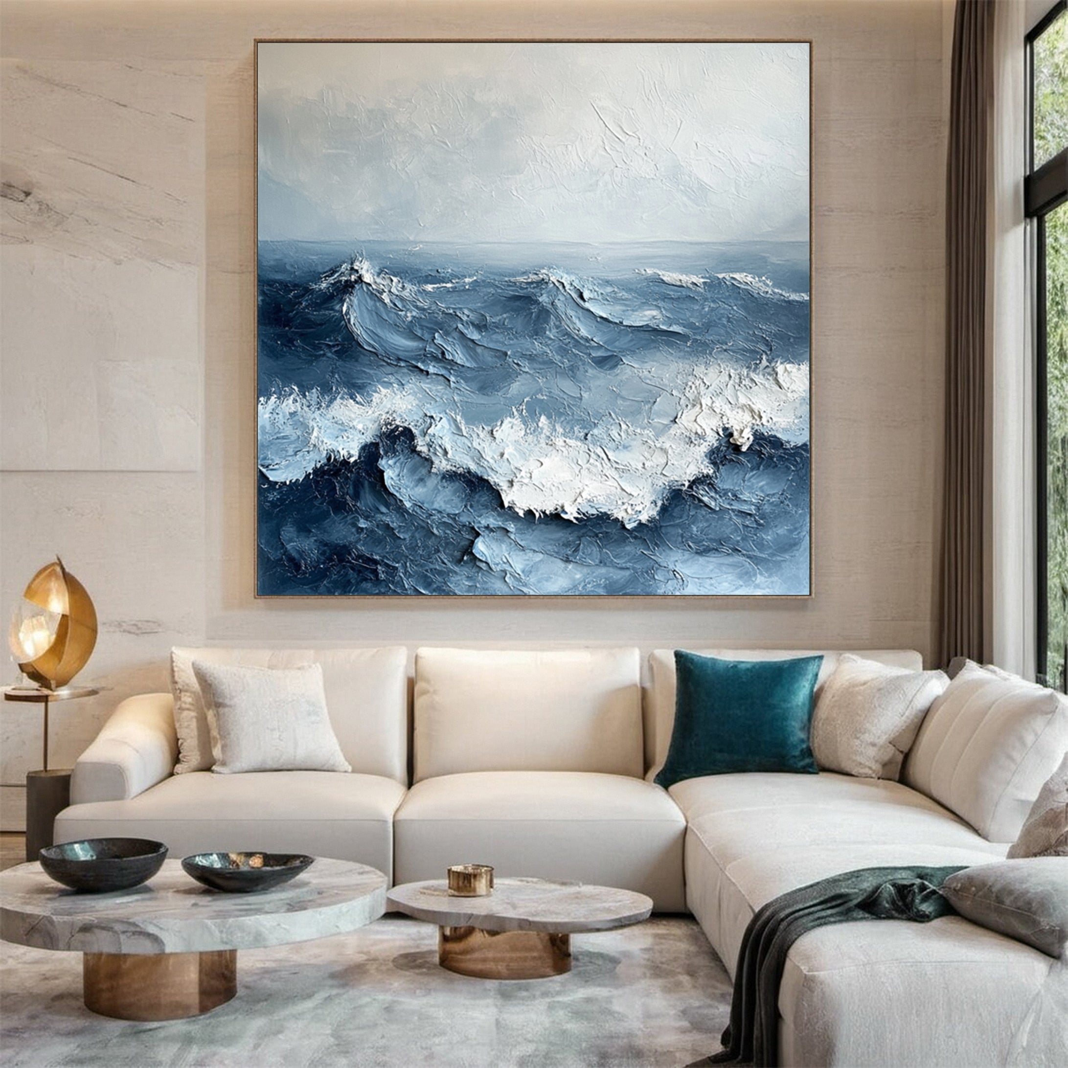 "Eternal Tides" – Large Textured Ocean Wave Wall Art