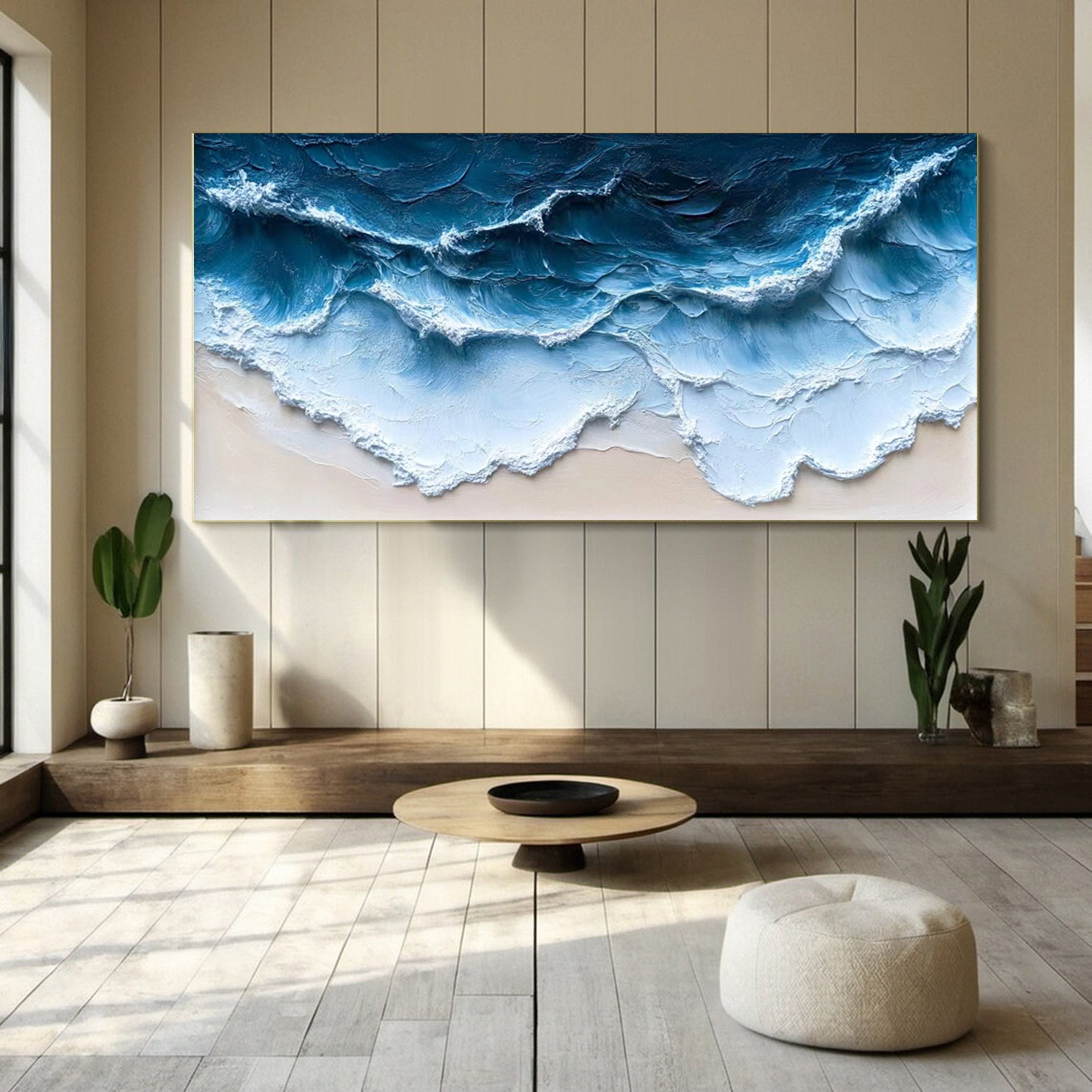 Deep Blue Tide: Textured Ocean Art