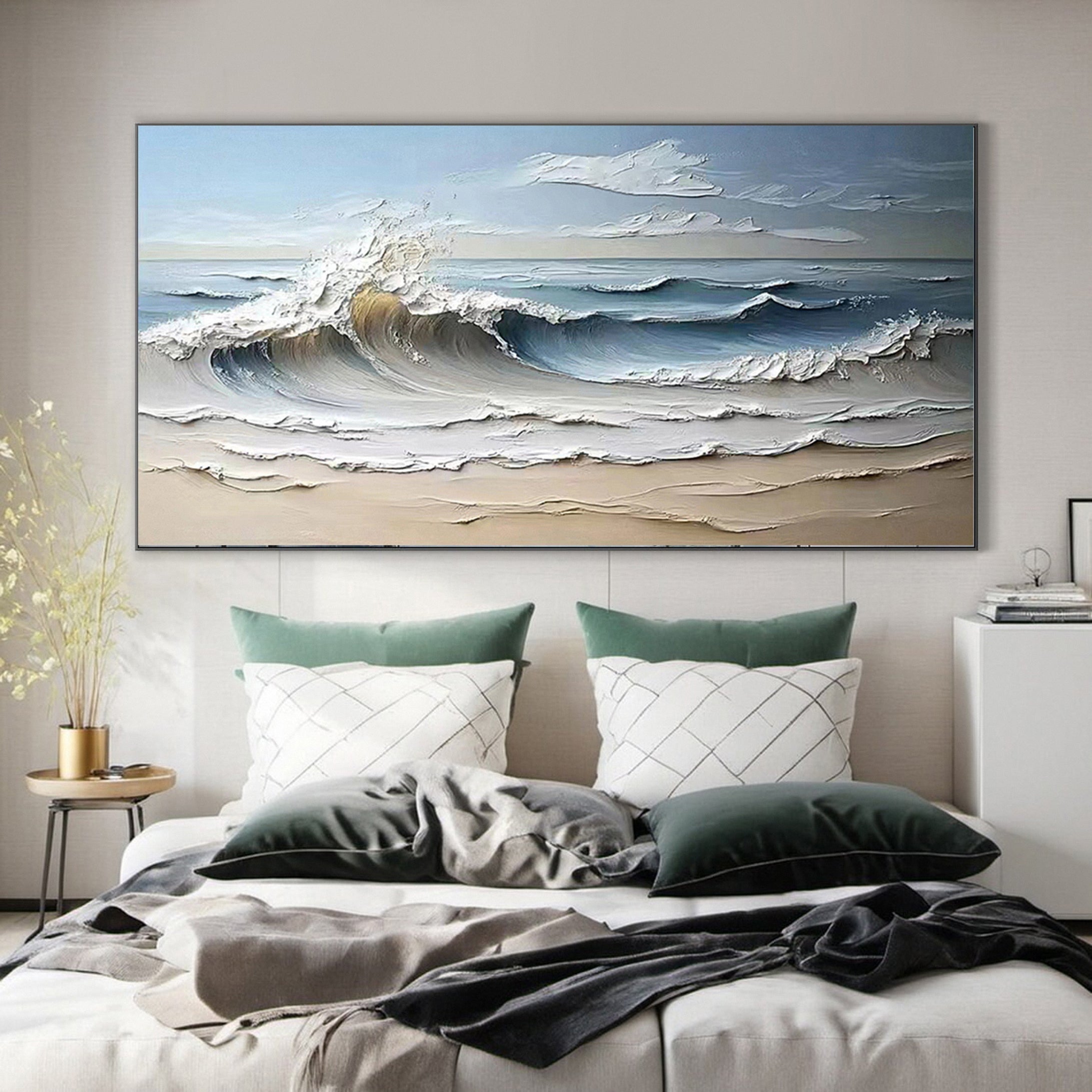 Tranquil Shore: Textured Seascape Art