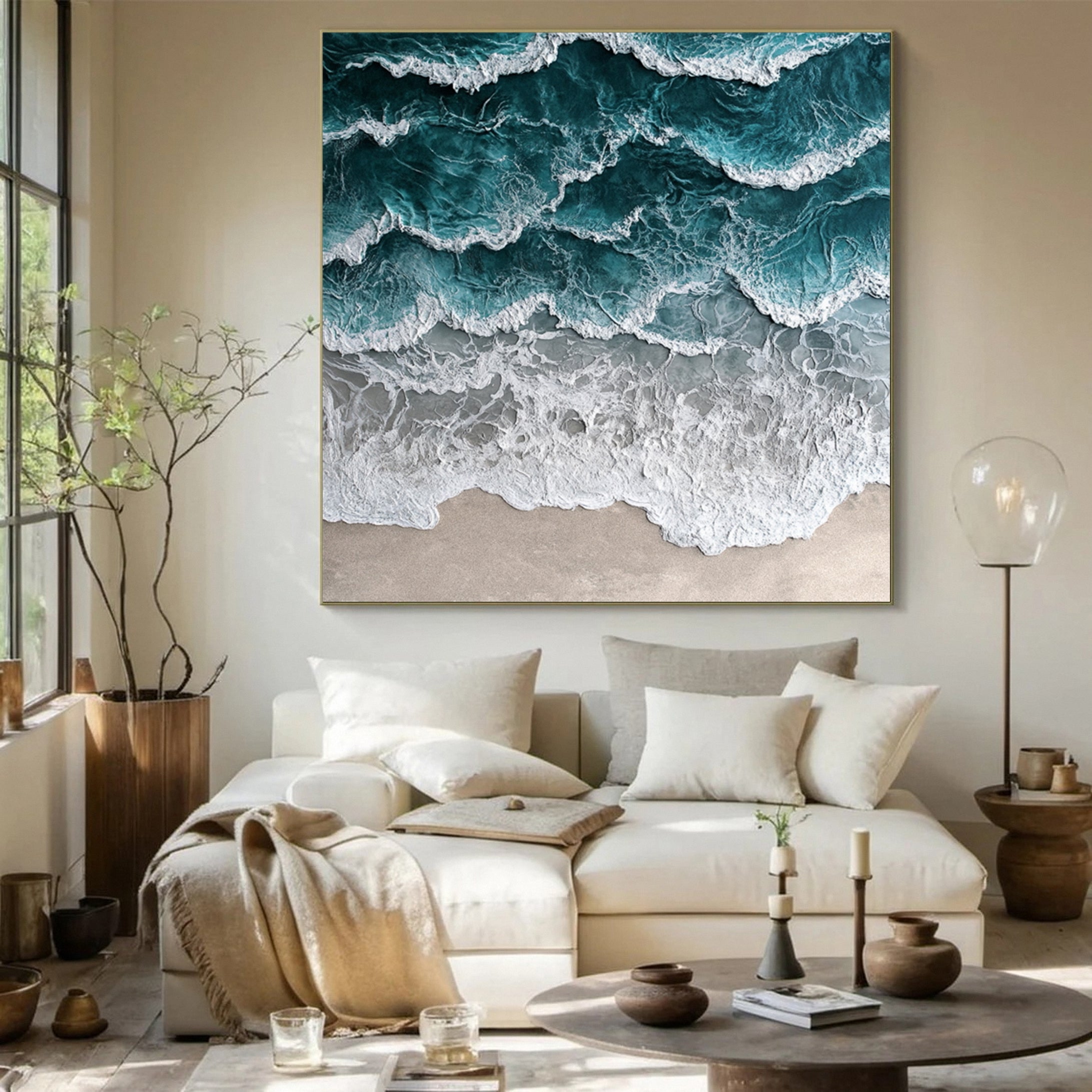 Ocean's Embrace: Textured Wave Art