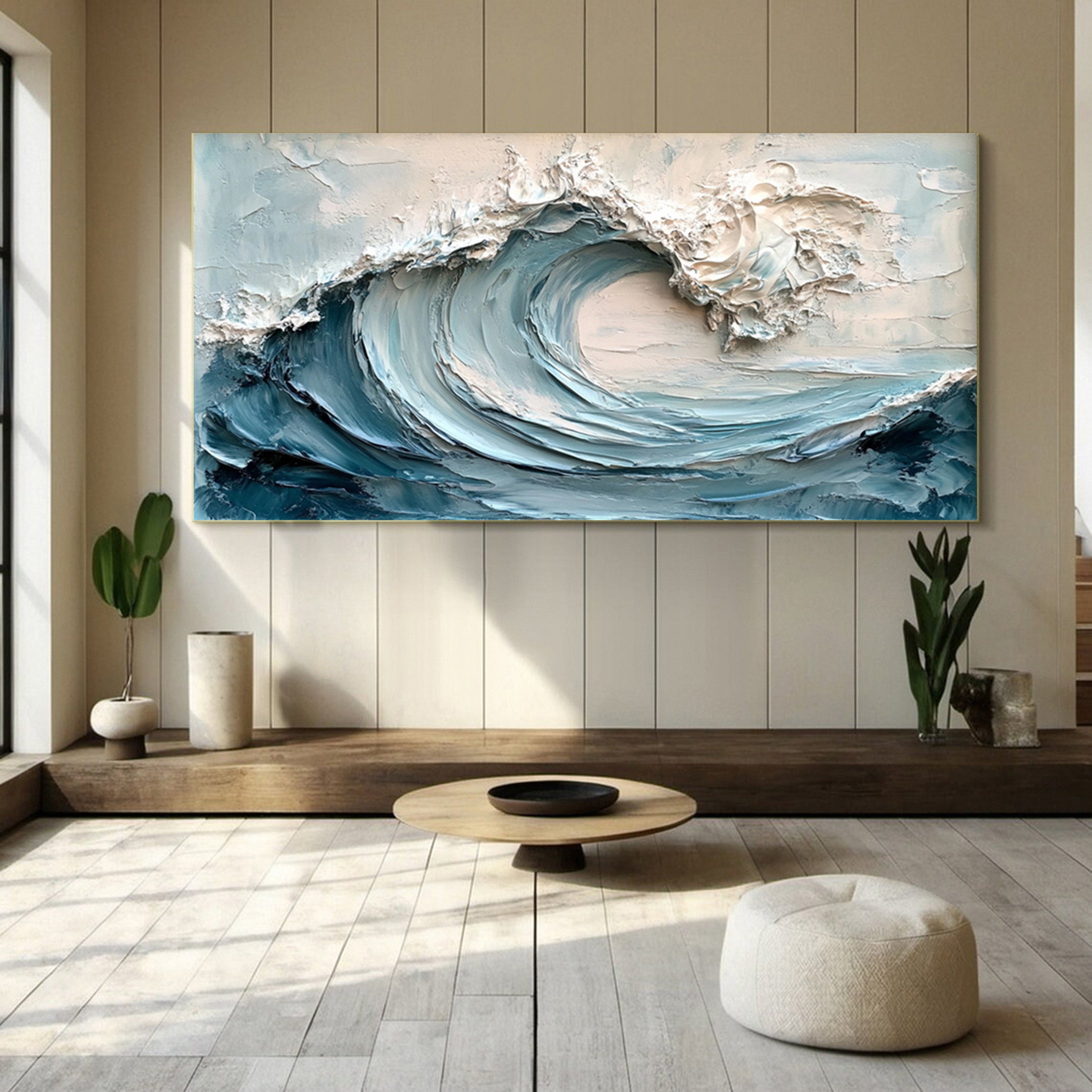 Majestic Wave: Textured Ocean Art